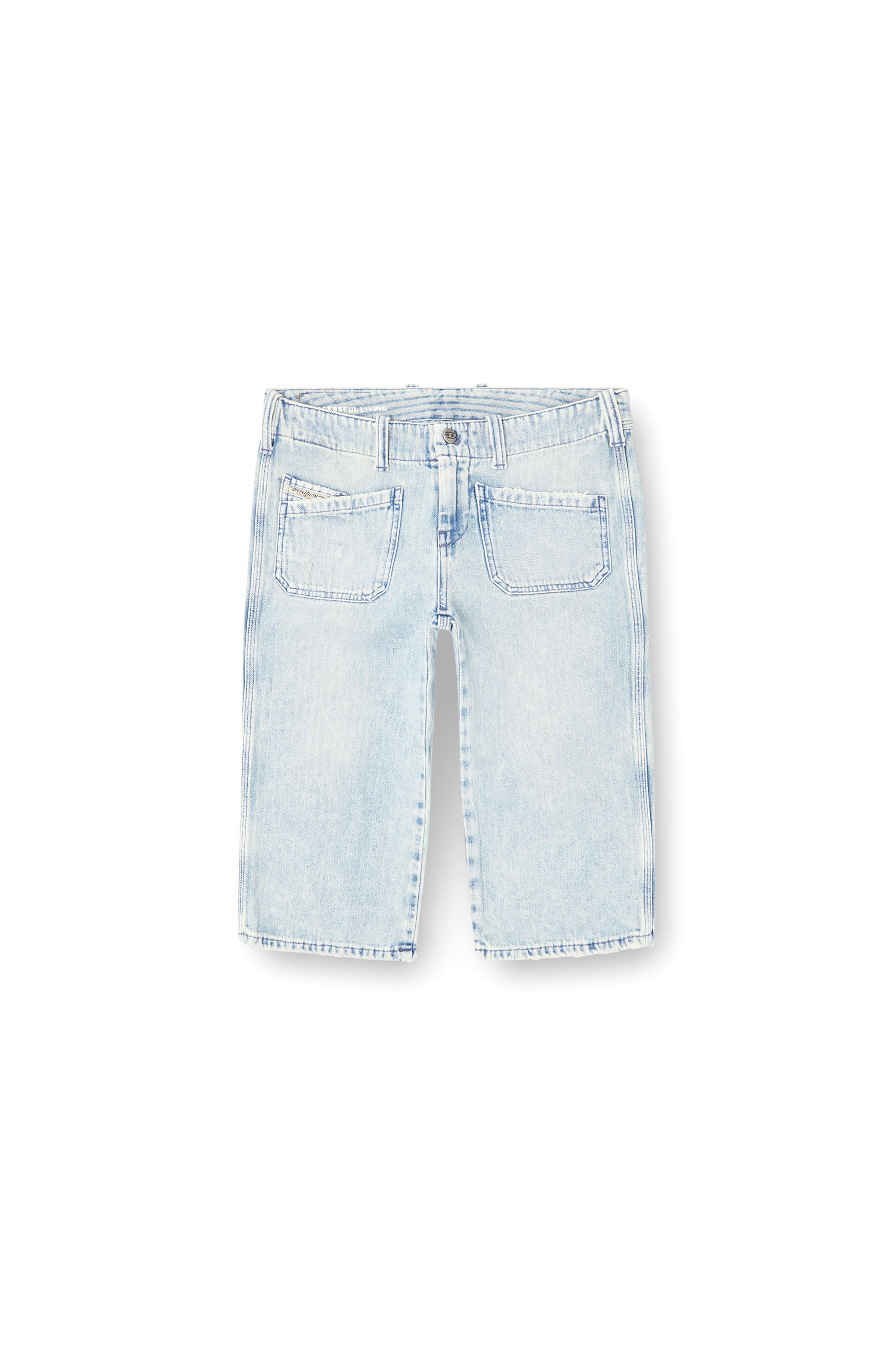Diesel - DE-KEATE-SHORT, Pantaloni capri in denim herringbone Donna in Blu - 2