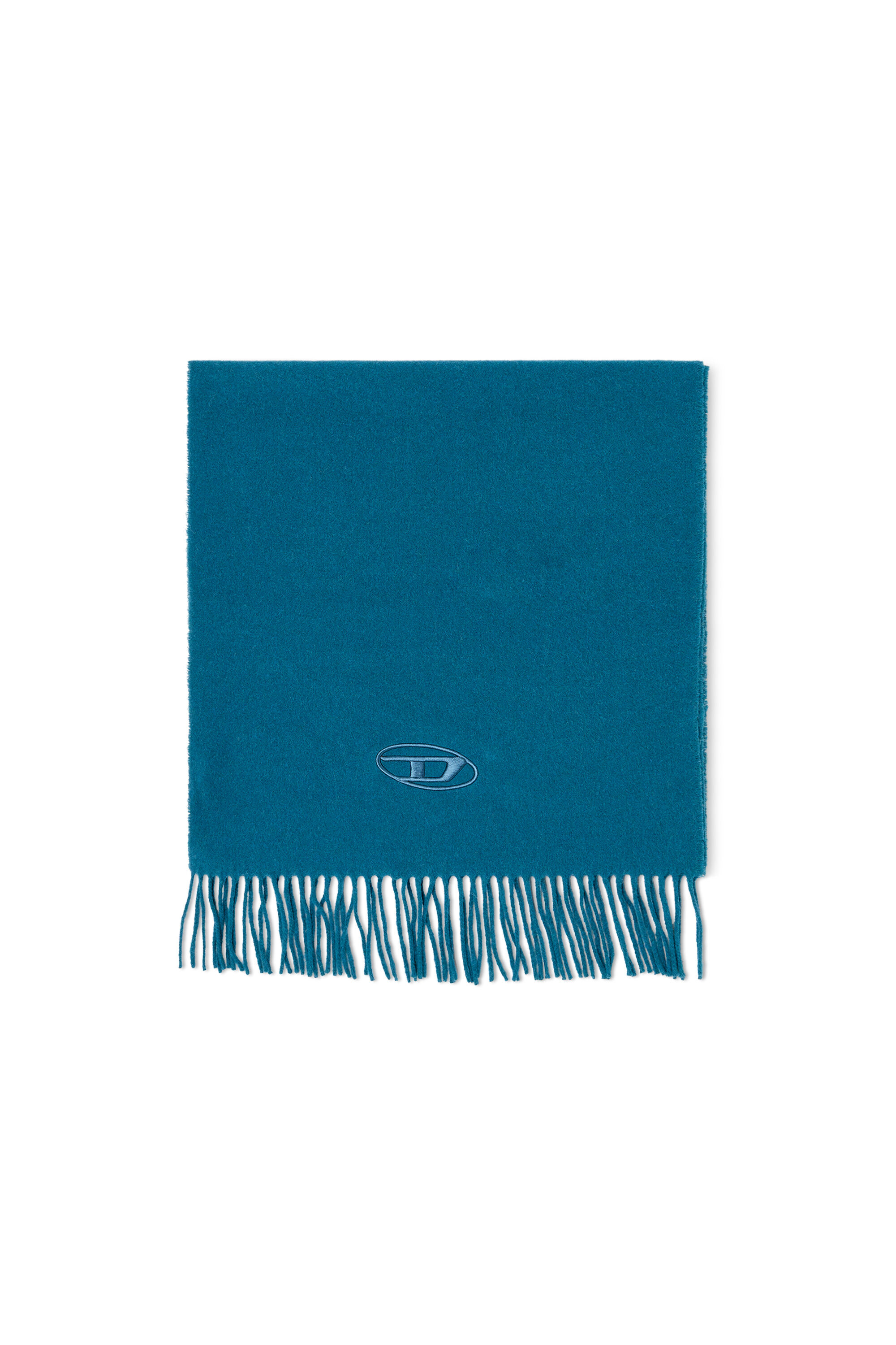Diesel - S-IMON-D-LONG, &Eacute;charpe en m&eacute;lange de laine &agrave; bords frang&eacute;s Homme in Bleu - 1
