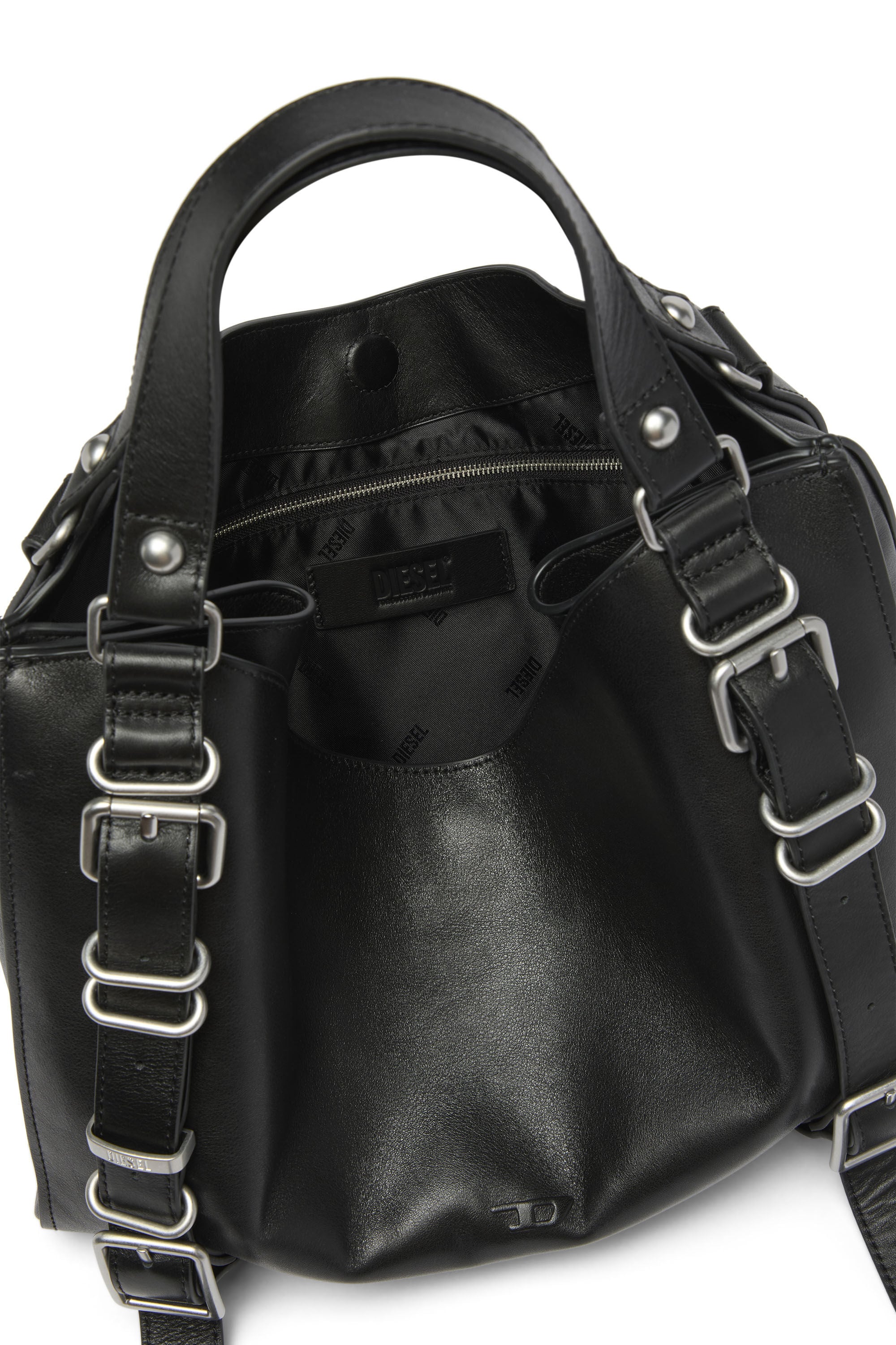 Diesel - D-ONE TOPHANDLE M, Unisex D-One-Medium Henkeltasche aus behandeltem Leder in Schwarz - 3