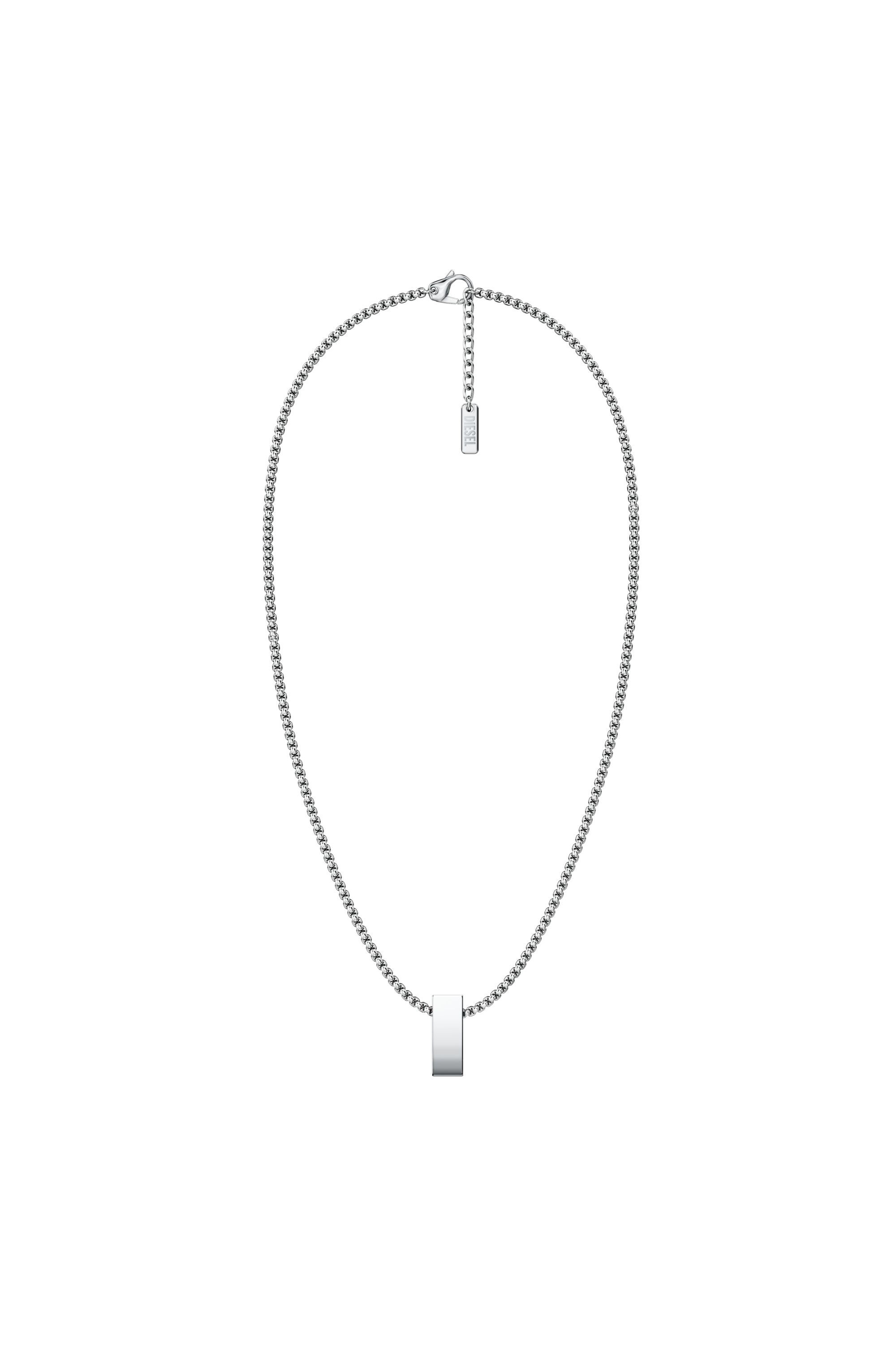 Diesel - DX1689040 JEWELLERY, Collier pendentif en acier inoxydable Mixte in Gris argent&eacute; - 1