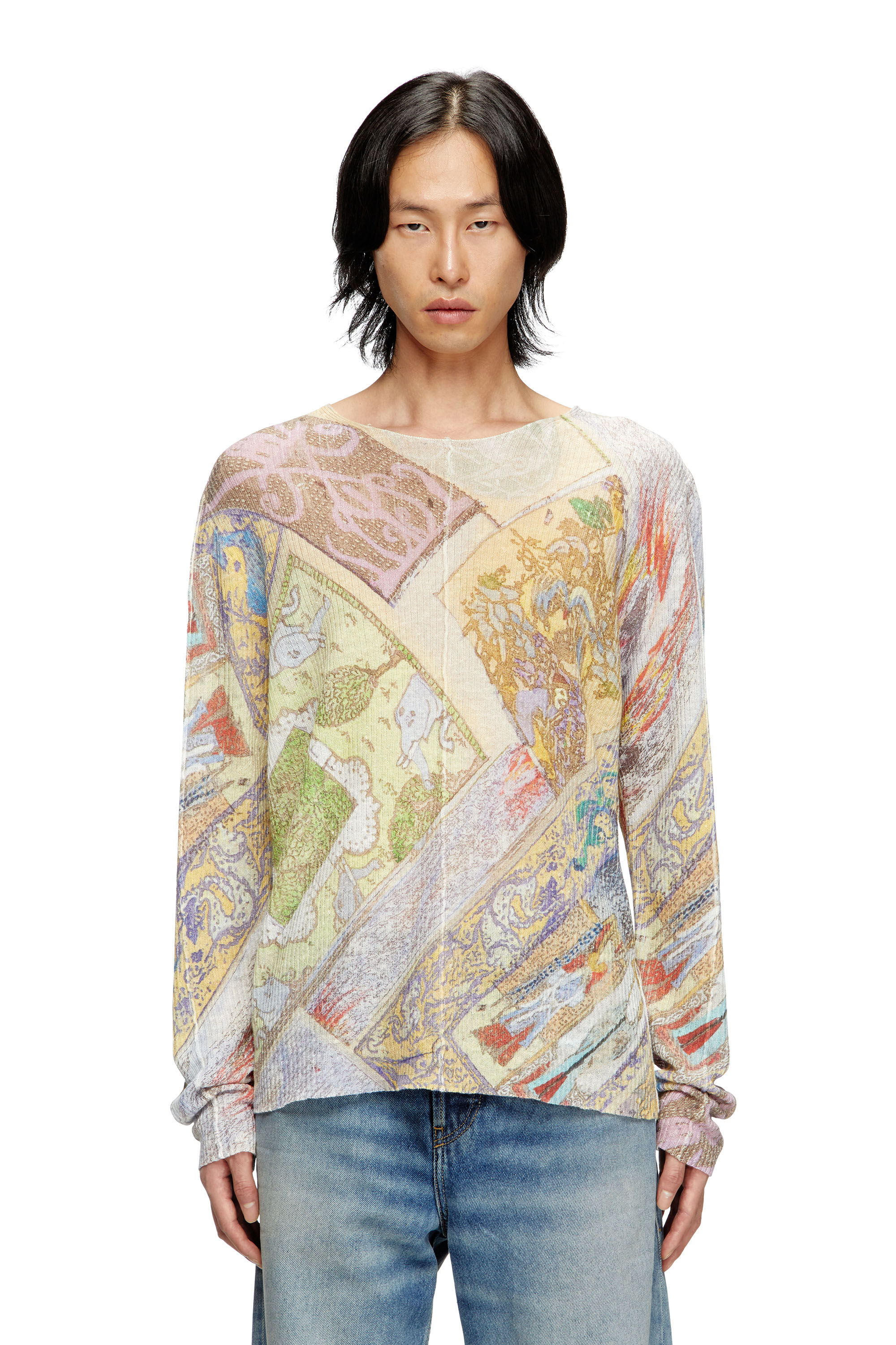 Diesel - K-RENTON, Maglia in lino con stampa medievale Uomo in Multicolor - 3