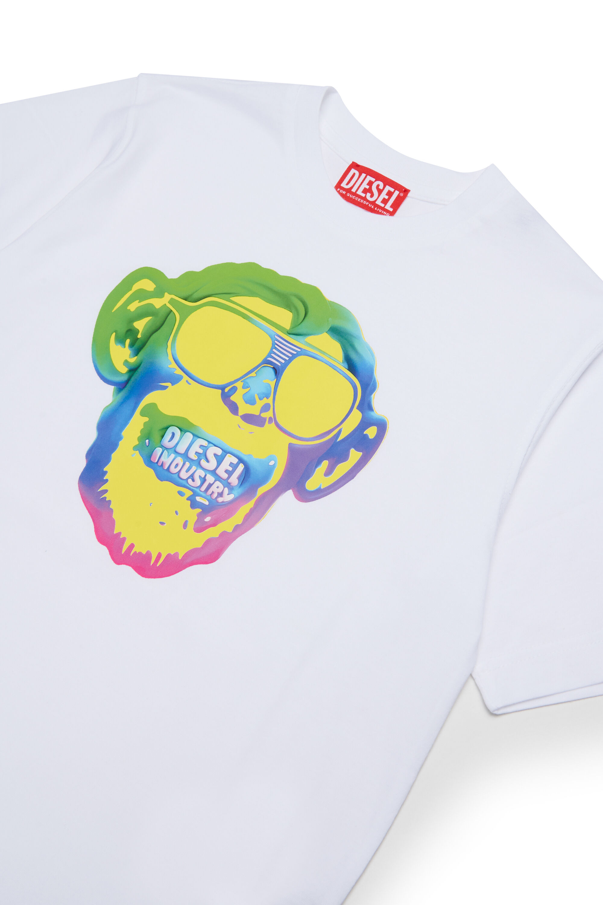 Diesel - TMONKEY OVER, Herren T-Shirt mit Affen-Print in Wei&szlig; - 3