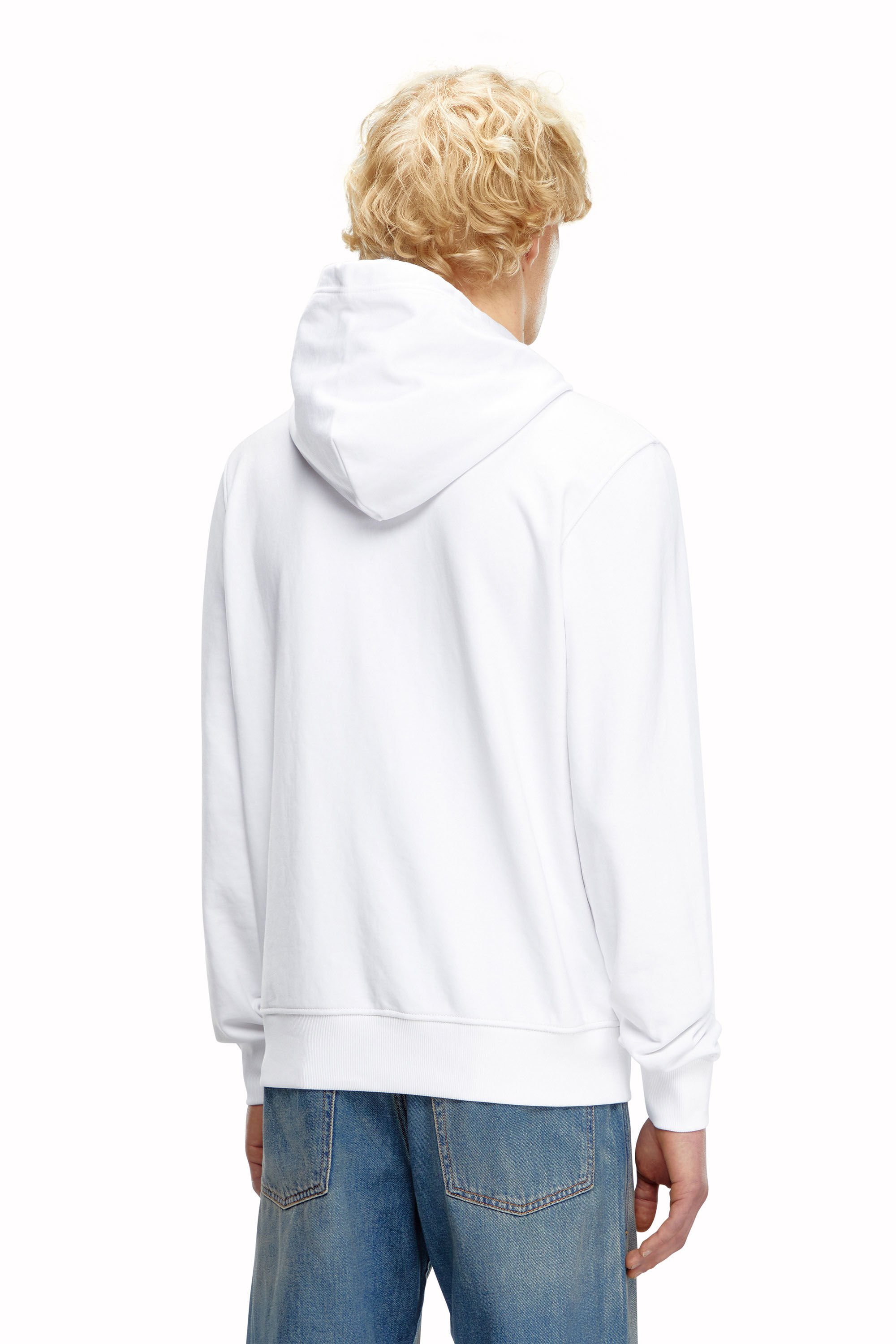 Diesel - S-GINN-HOOD-K45, Homme Sweat-shirt à capuche avec logo floqué in Blanc - Image 4
