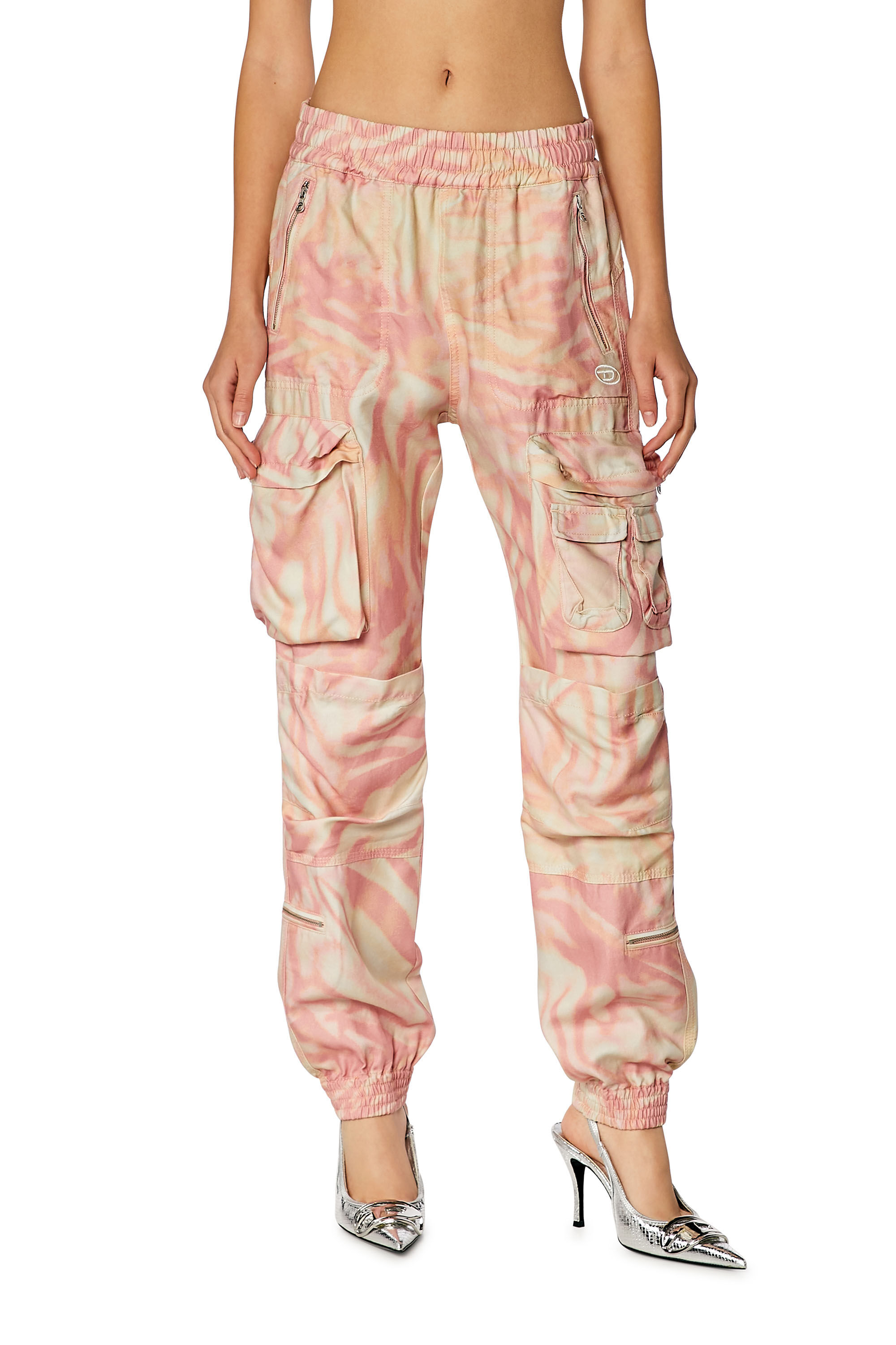 Diesel - P-MIROW, Damen Cargo-Hose aus Zebra-Camouflage-Twill in Rosa/Weiss - 2