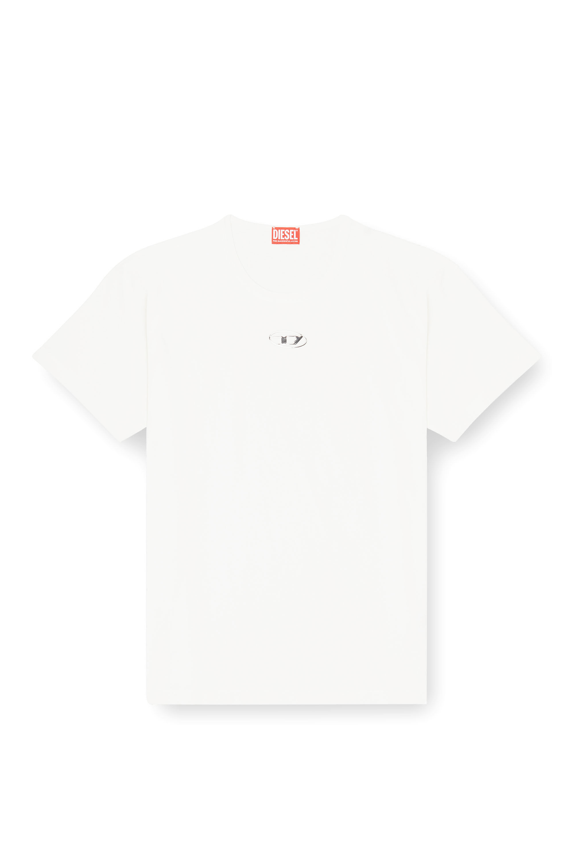 Diesel - T-NORM-IOD, T-shirt en coton l&eacute;ger avec logo Ovale D m&eacute;tallis&eacute; Homme in Blanc - 2