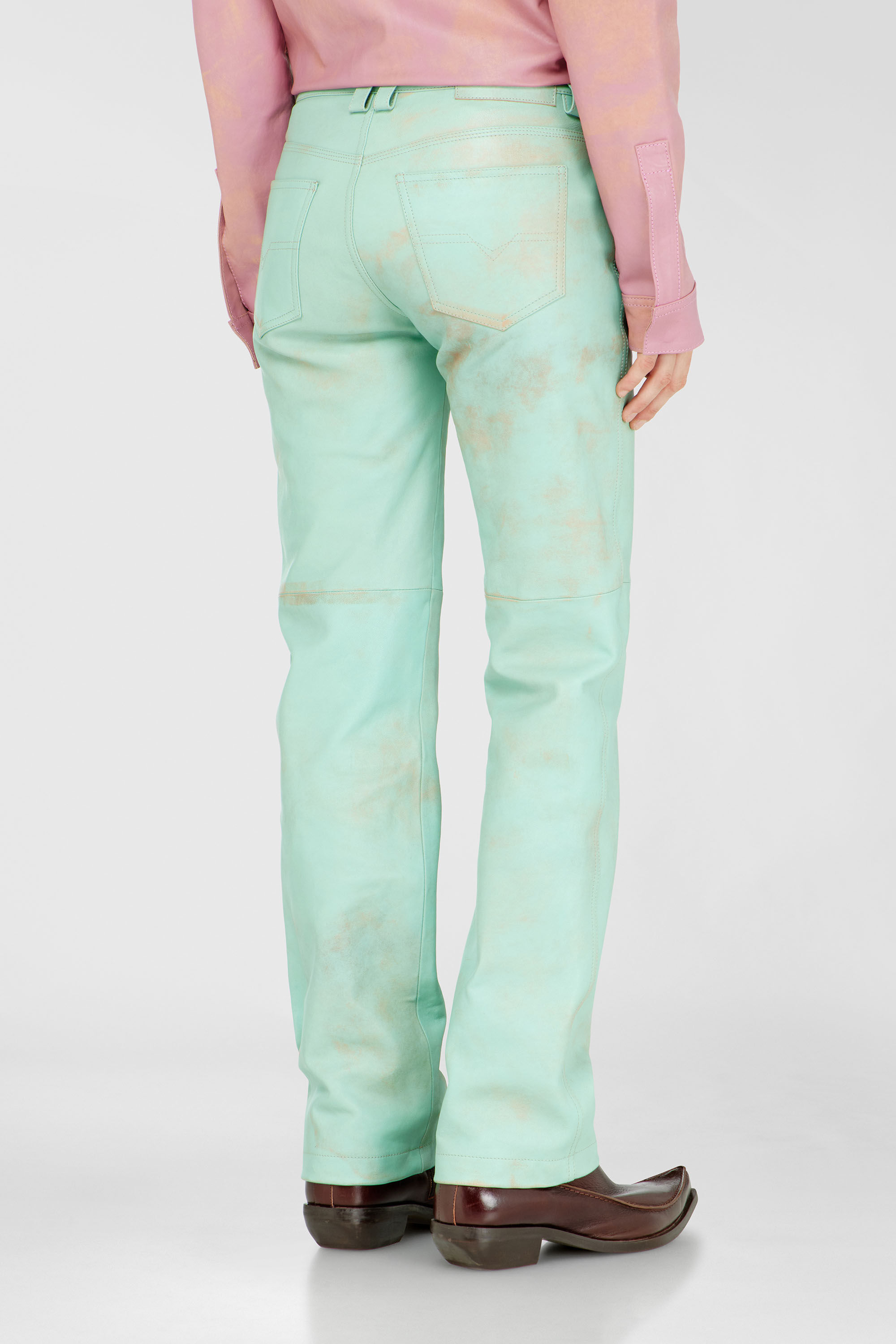 Diesel - L-POCKA, Pantaloni in pelle lavorata Donna in Verde - 4