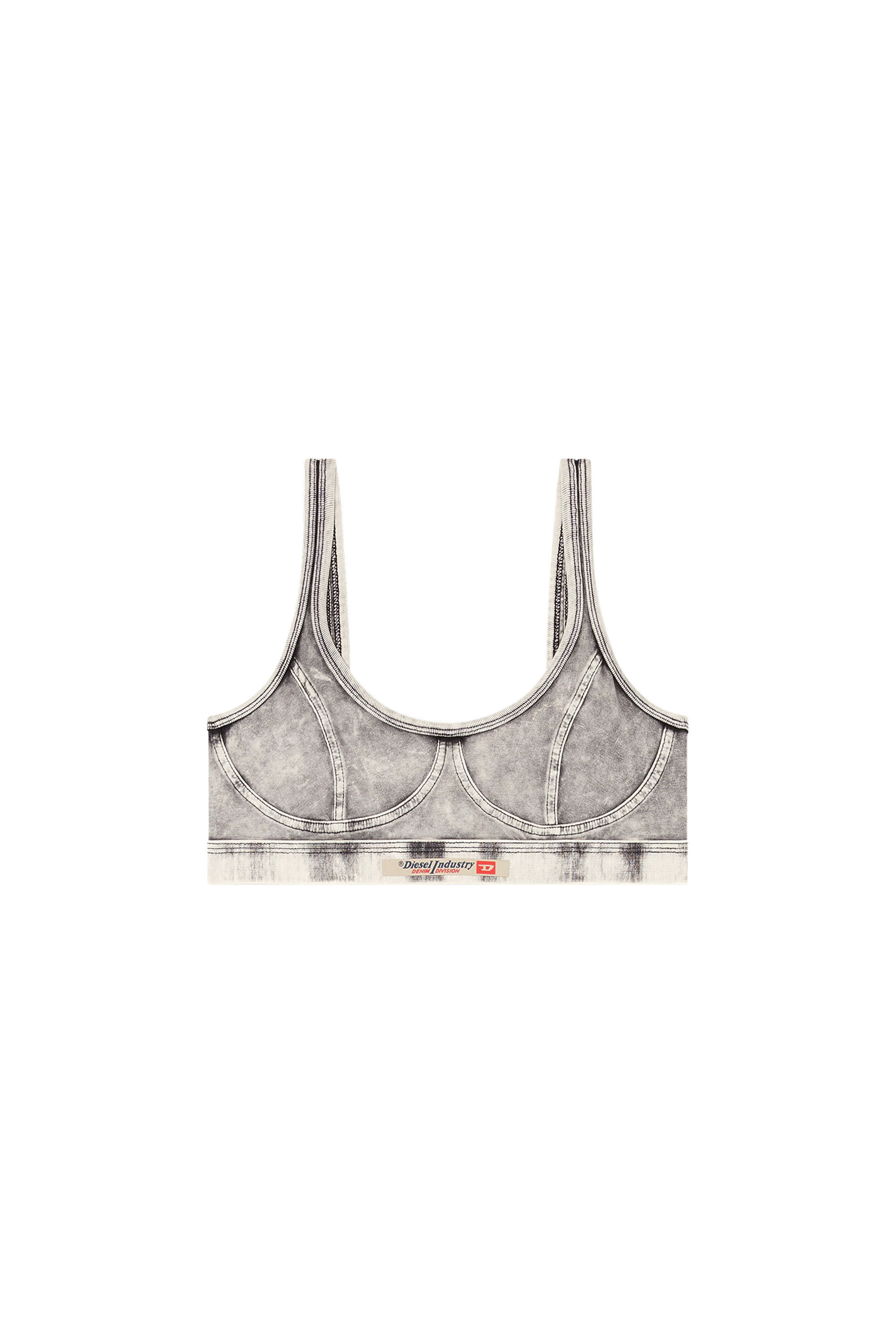 Diesel - KASSIE-DNM, Brassière en jersey effet denim Femme in Gris - 2