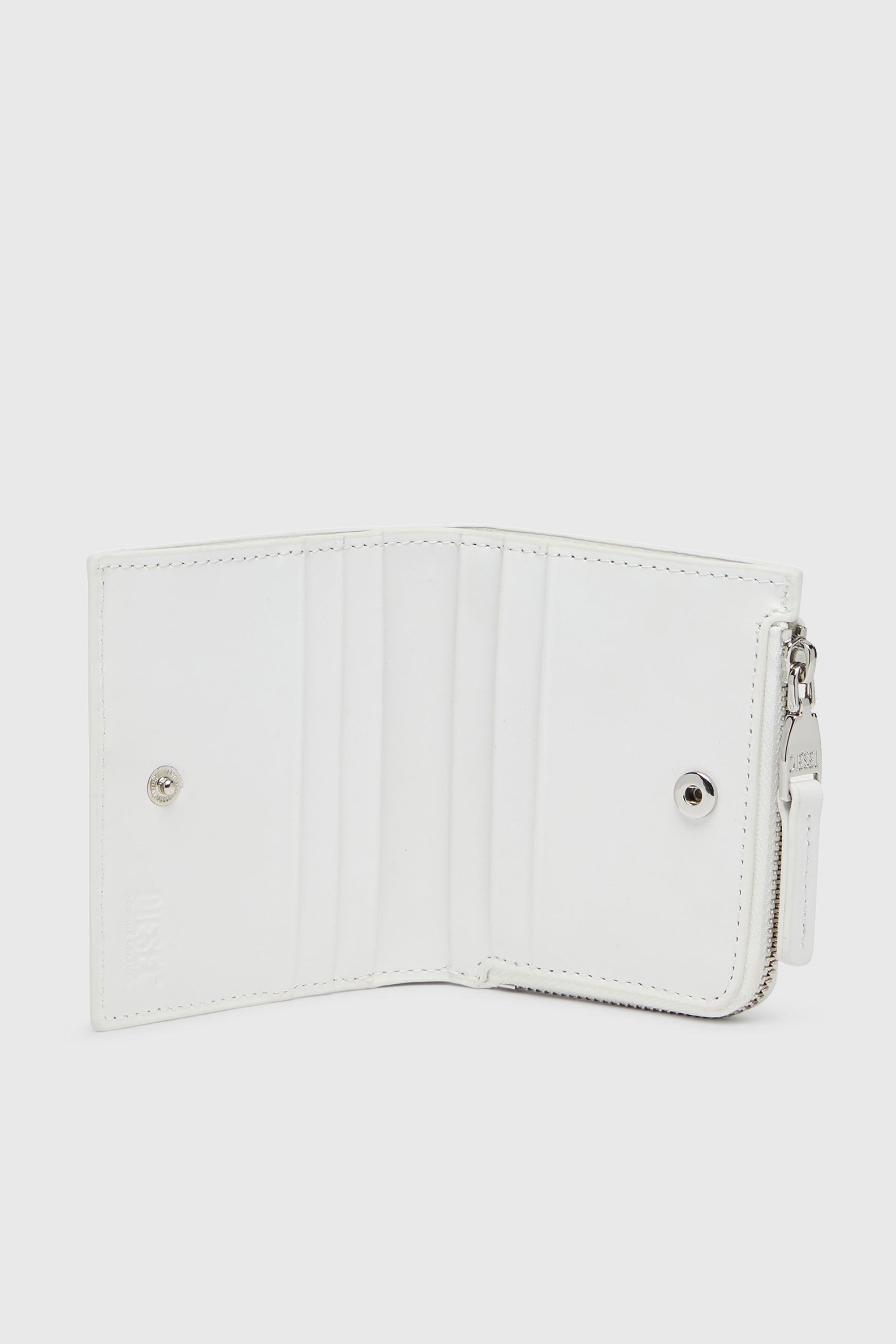 Diesel - 1DR BI FOLD ZIP L, Portefeuille en cuir &agrave; deux volets Femme in Blanc - 3