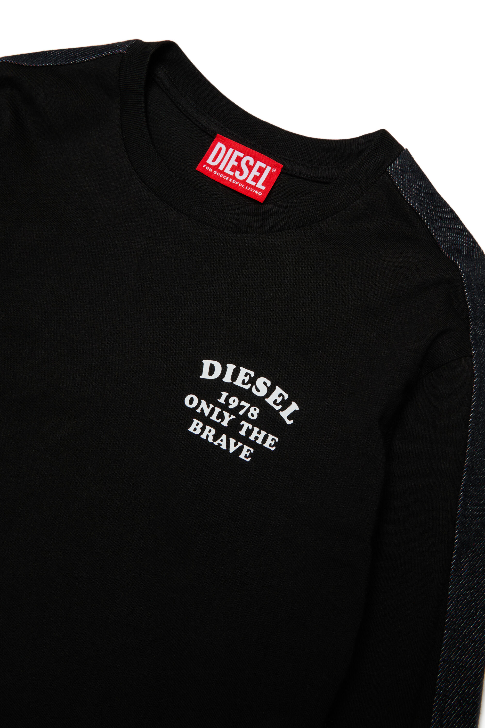 Diesel - TEAN OVER, Herren Langarmshirt mit Logo und Kontraststreifen in Schwarz - 3