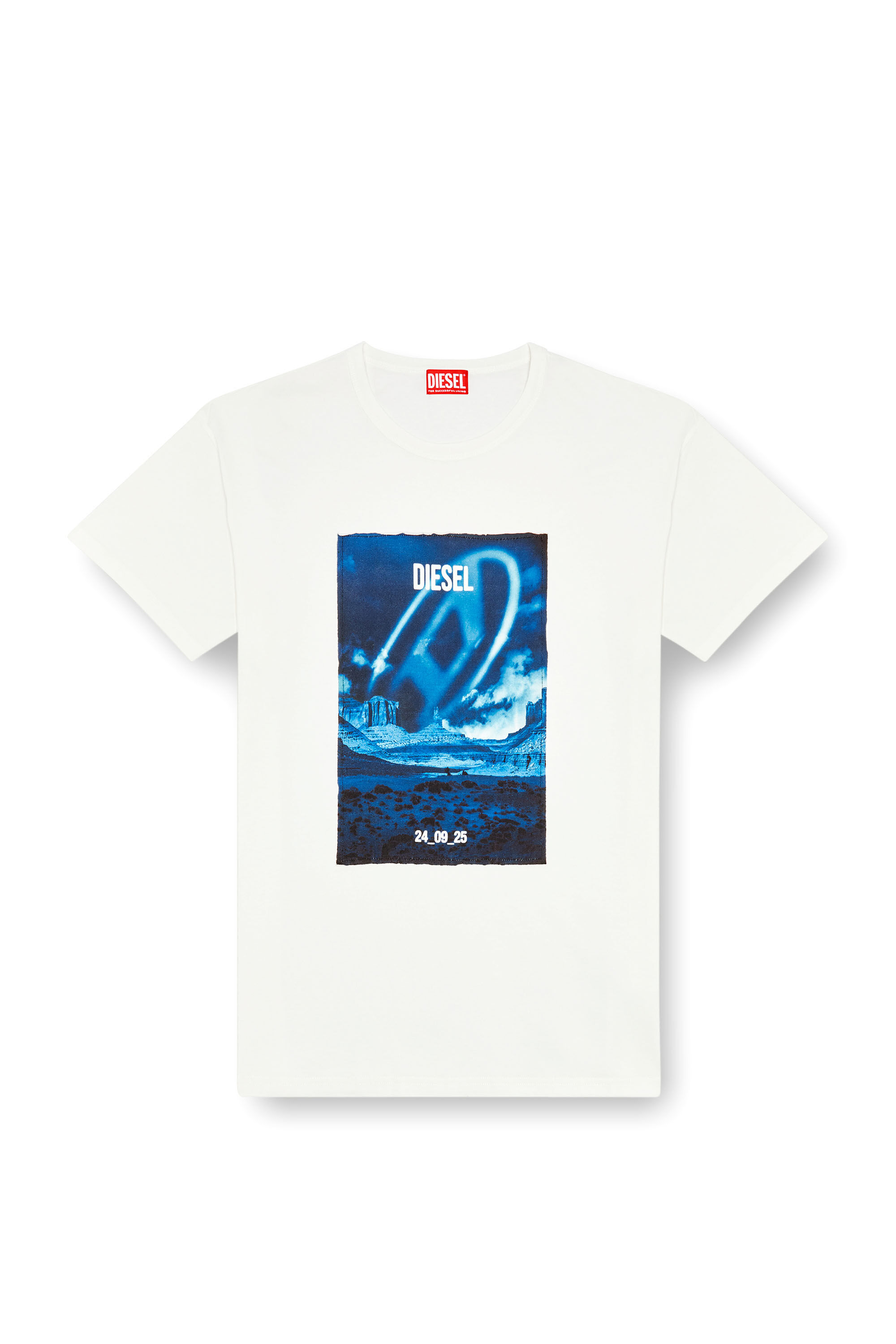 Diesel - T-BOXT-Q16, Homme T-shirt à manches longues avec empiècement imprimé in Blanc - Image 2