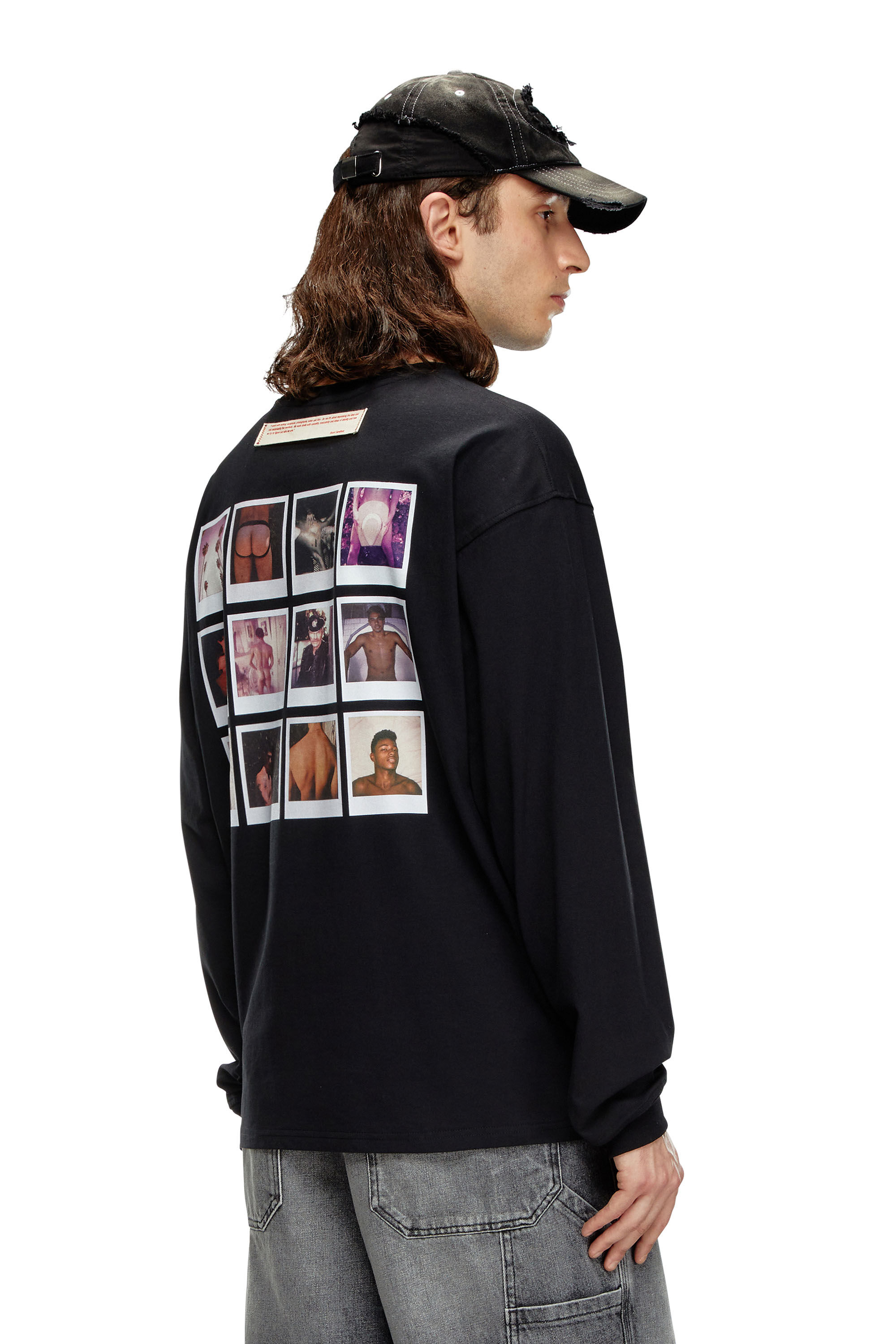 Diesel - PR-T-BOXT-LS-SS, Unisex T-shirt a maniche lunghe con patch polaroid in Nero - Image 3