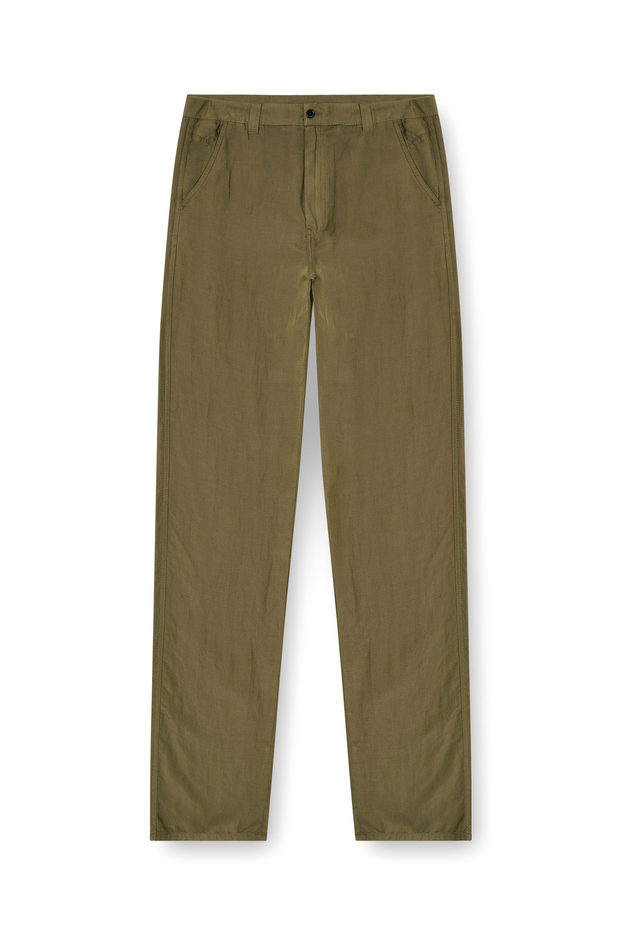 Diesel - P-HANT-CHINO-PGBS, Pantaloni in misto lino a gamba larga Uomo in Verde - 2