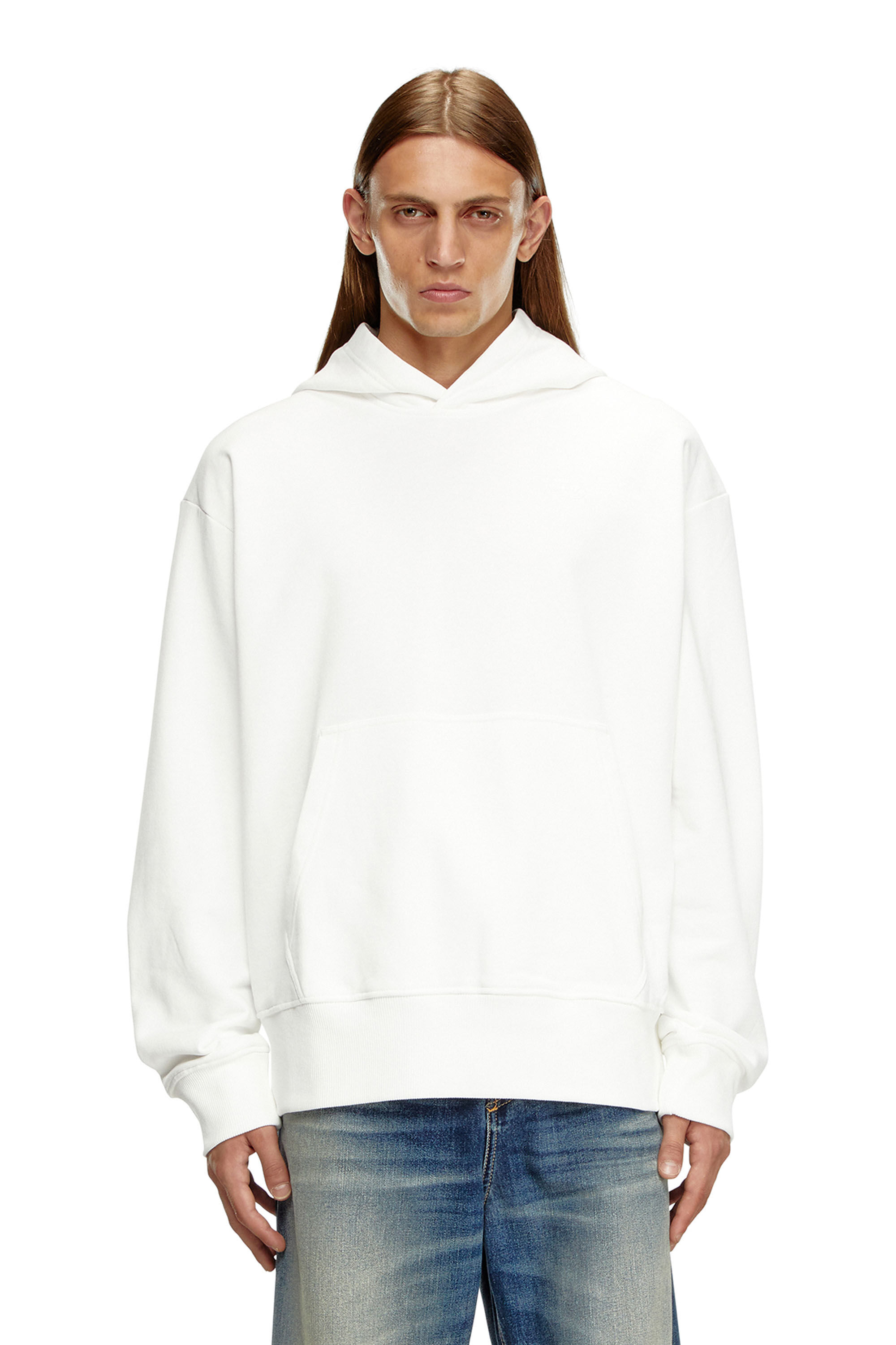 Diesel - S-MACS-HOOD-MEGOVAL-D, Homme Sweat-shirt à capuche avec logo brodé in Blanc - Image 3