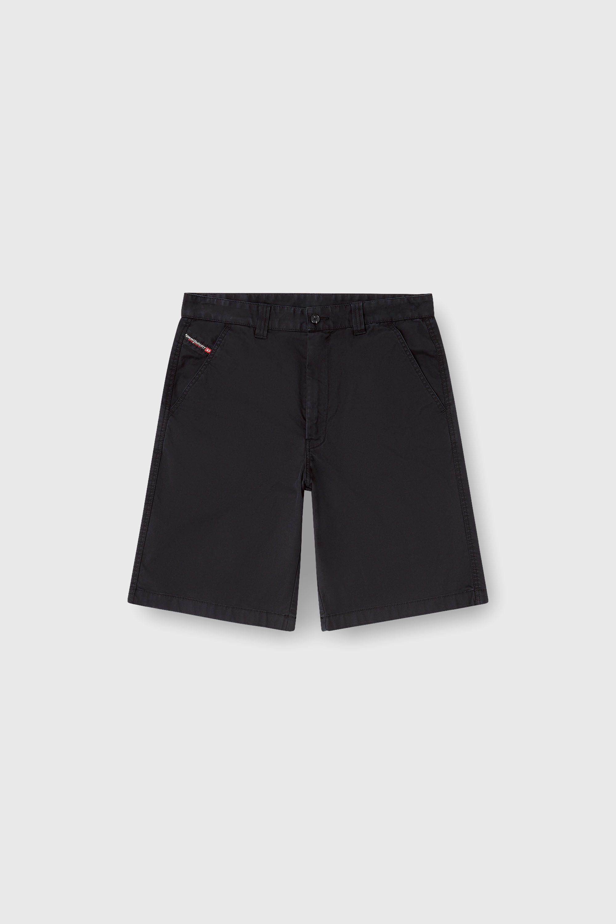Diesel - P-HANT-CHINO-SHORT-EPCH, Pantaloncini di cotone con trattamento stonewash Uomo in Nero - 2