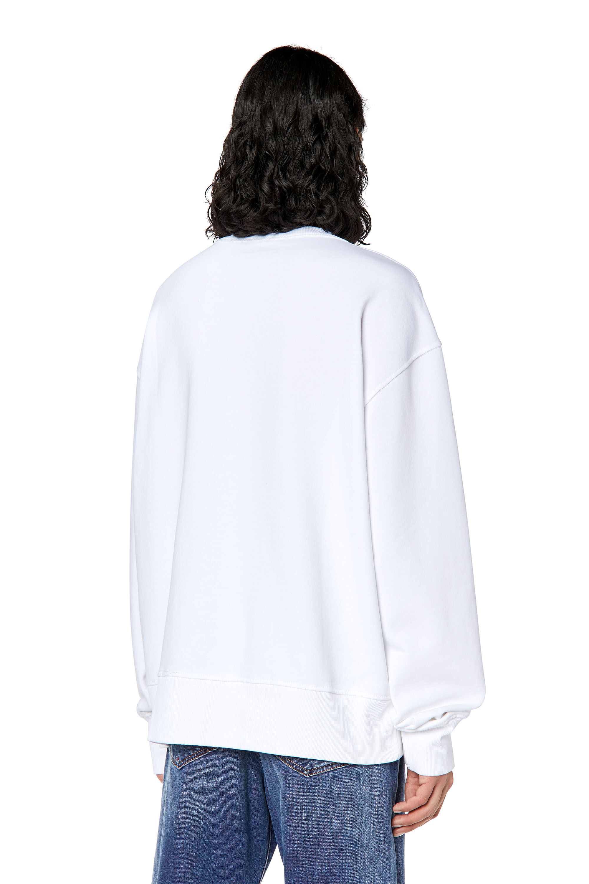 Diesel - S-MACS-DIVSTROYED, Sweat-shirt avec lettrage peel-off Homme in Blanc - 4