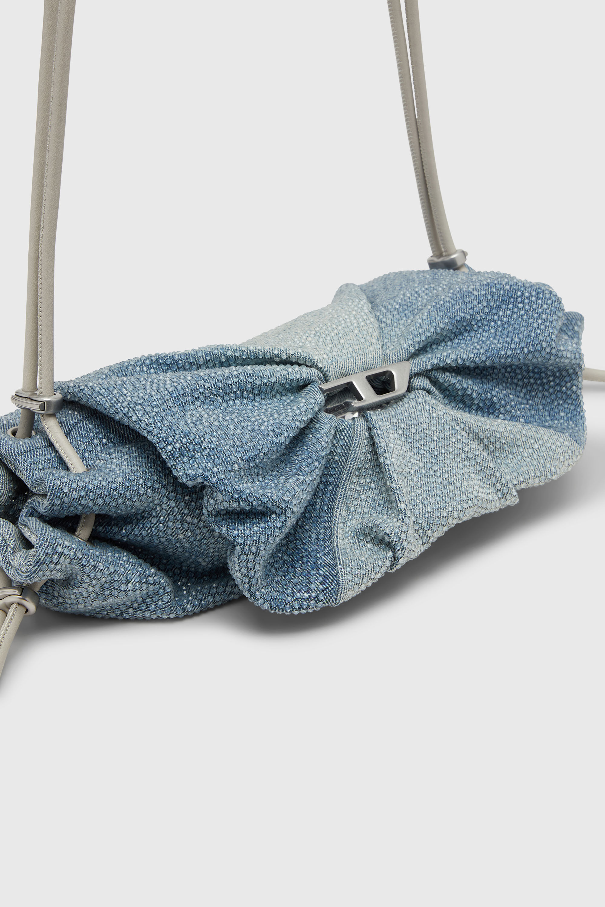 Diesel - SCRUNCH-D SHOULDER S, Damen Scrunch-D - Schultertasche aus denim mit Kristallen in Blau - 6