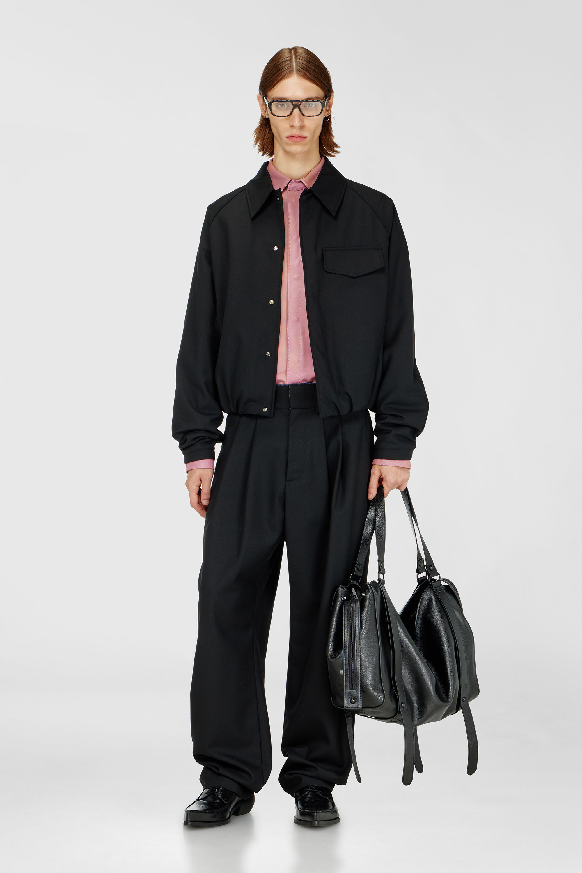 Diesel - J-ATTOR-COOL, Blouson fronc&eacute; en m&eacute;lange de laine Homme in Noir - 1