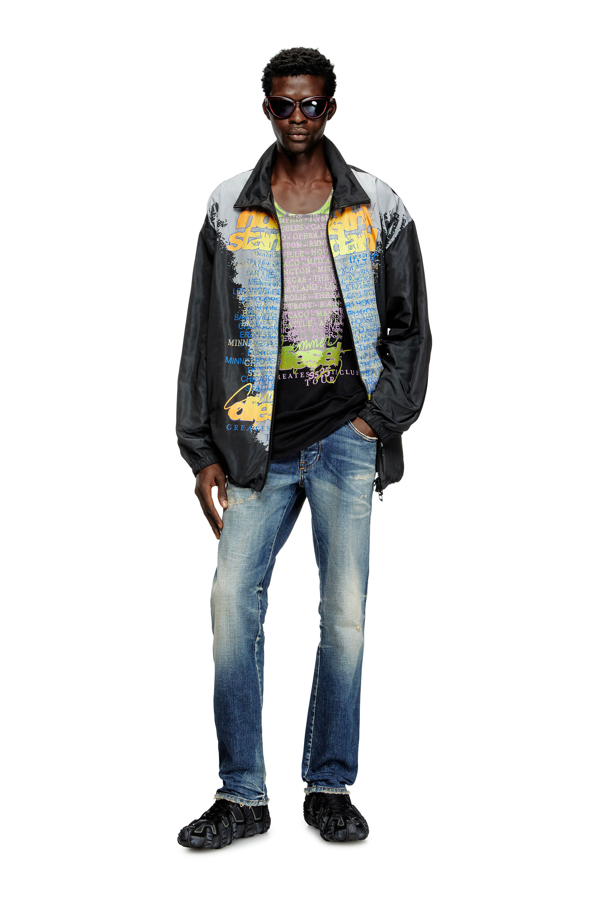 Diesel - J-ERIK, Veste en jersey technique avec imprimé paroles Mixte in Noir - 1