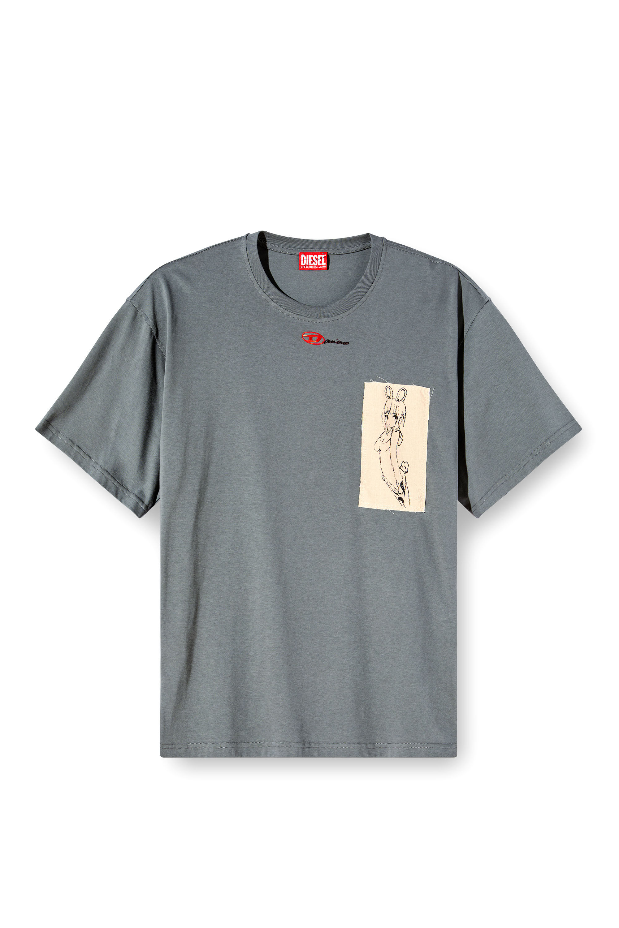 Diesel - T-BOXT-1P-DD, T-shirt con patch tattoo Unisex in Grigio - 2