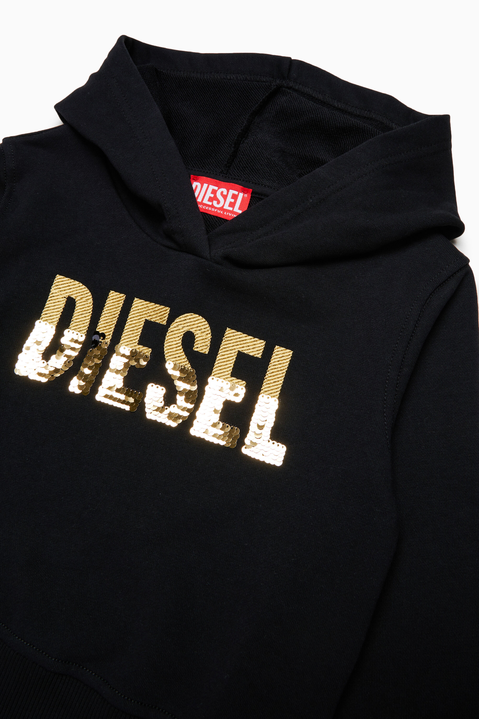 Diesel - SPALLYHOOD, Damen Hoodie mit Pailletten-Logo in Schwarz - 3