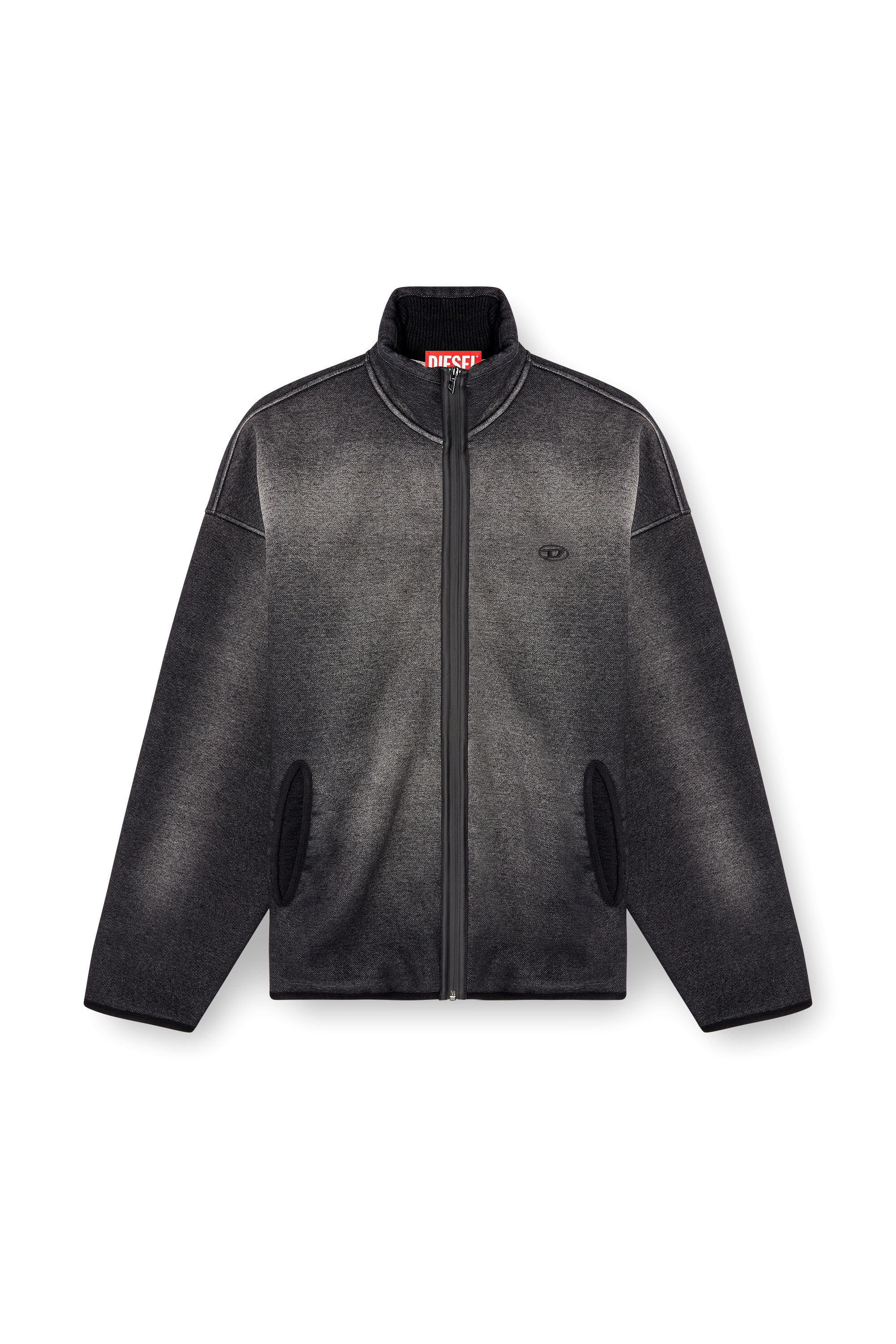 Diesel - S-BATY, Felpa con zip in denim jacquard Unisex in Nero - 2