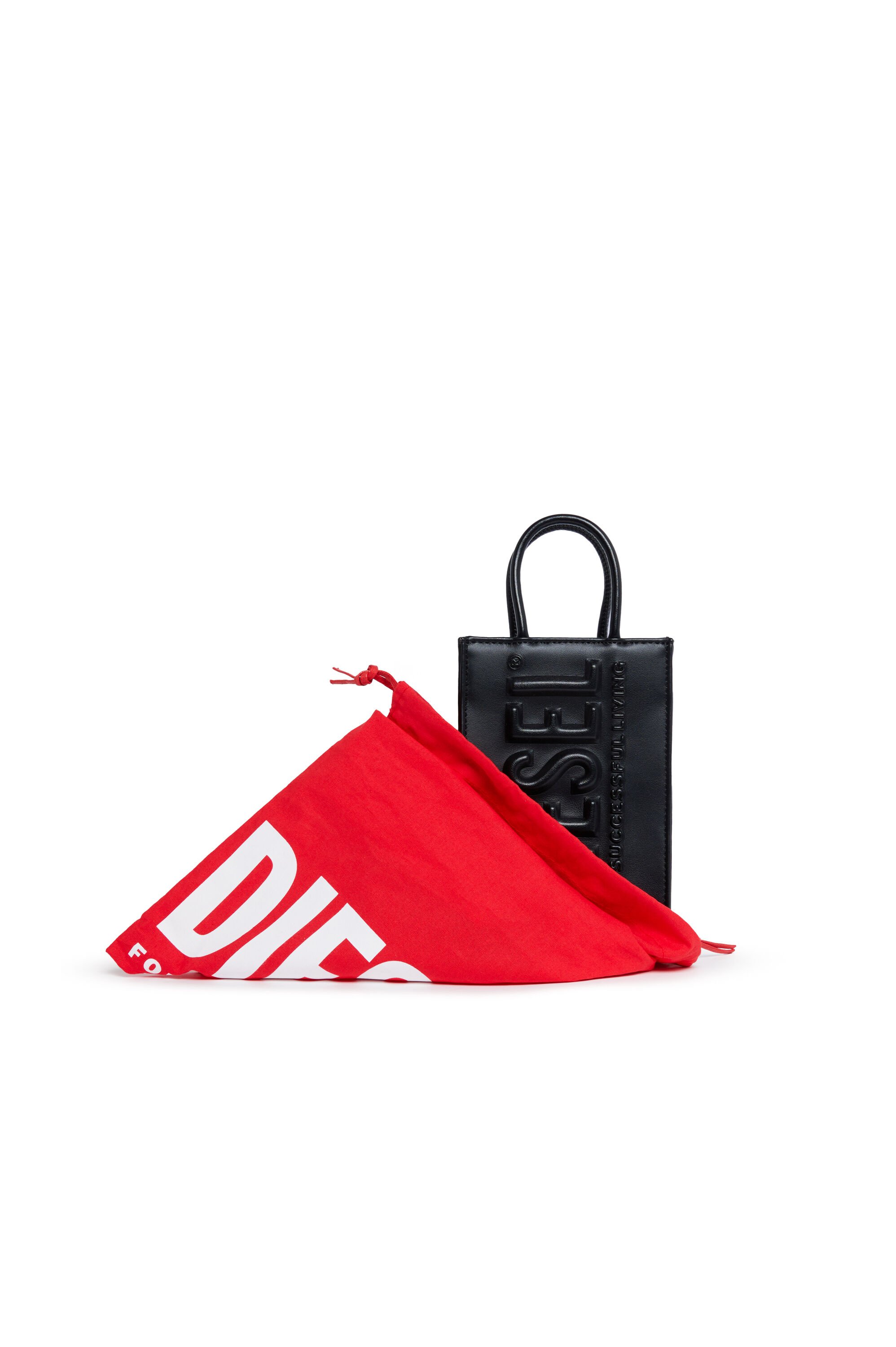 Diesel - DSL 3D SHOPPER MINI, Donna Mini tote bag con logo in rilievo in Nero - Image 5