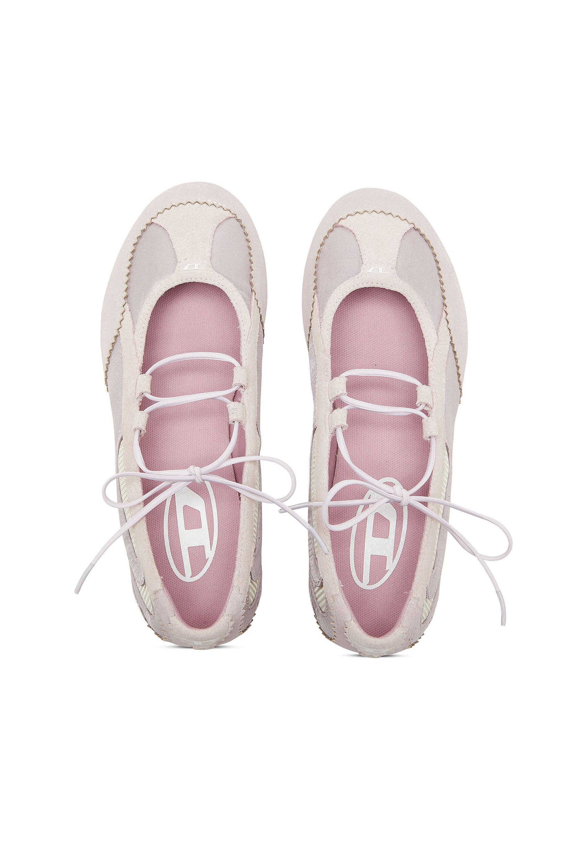 Diesel - D-MILE BALLERINA LACE UP II W, D-Mile - Ballerines &agrave; lacets en cuir et mesh Femme in Rose - 4