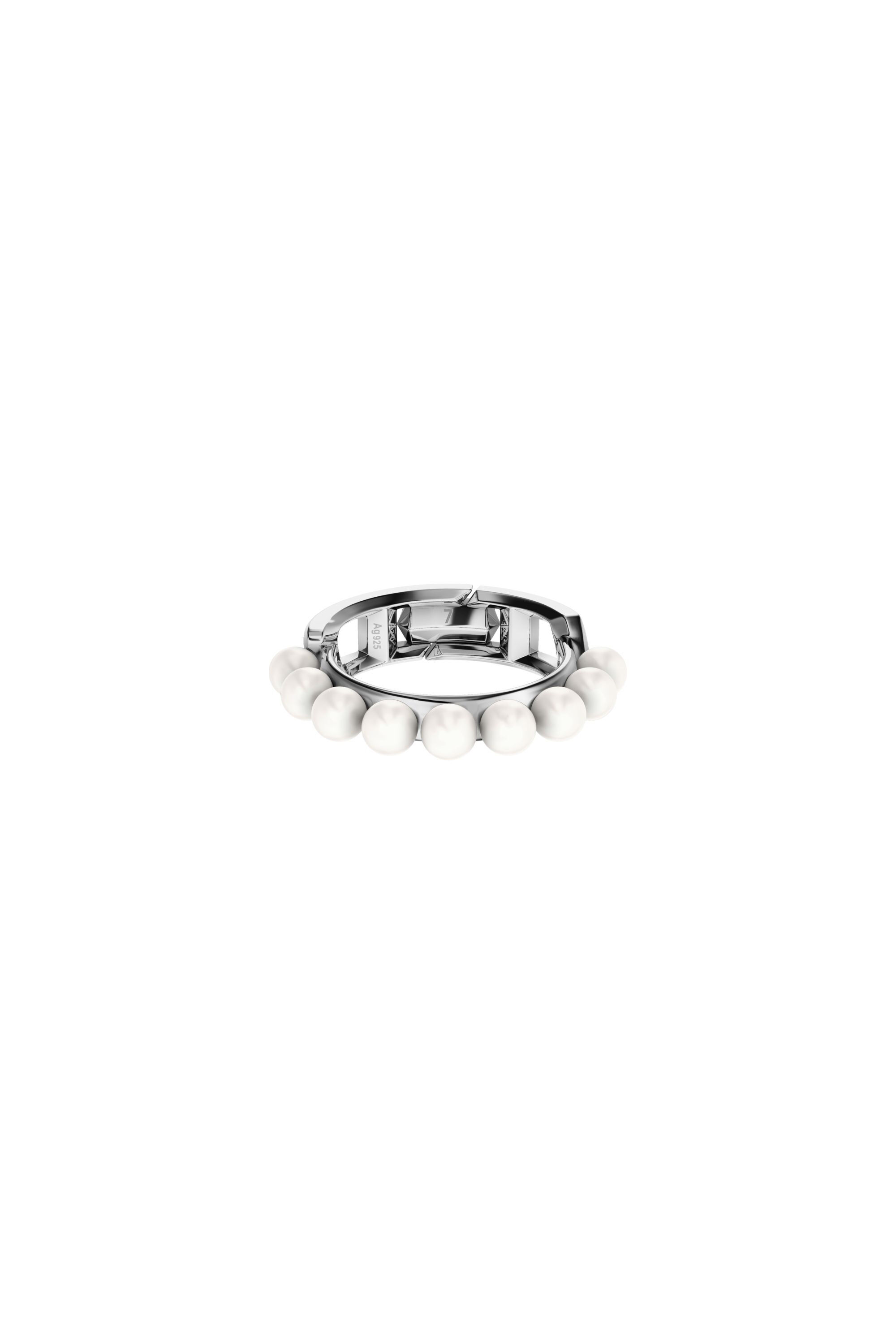 Diesel - DL1370040 STERLING SILVER JEWEL, Bague en argent sterling et perle Mixte in Gris argent&eacute; - 2