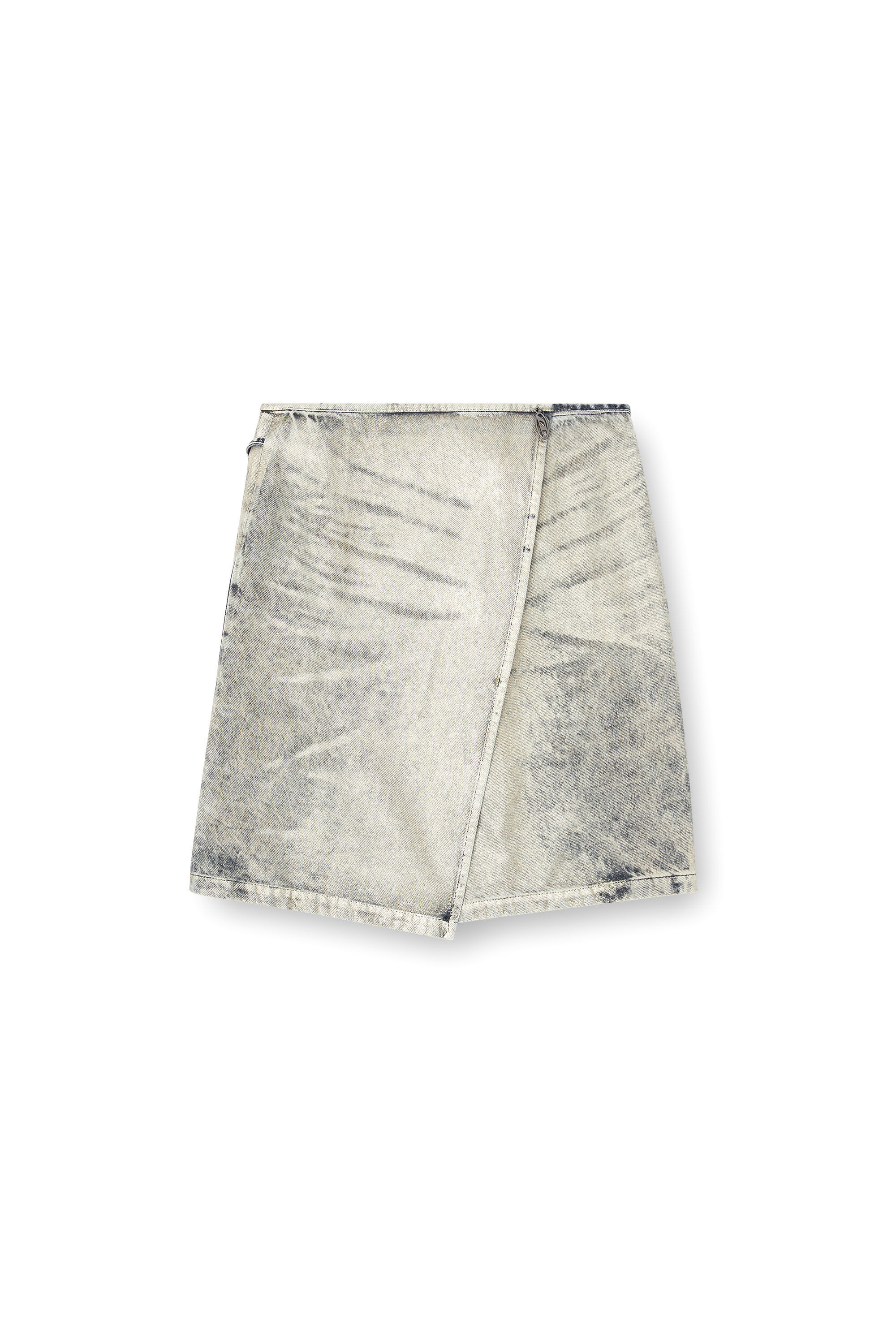 Diesel - DE-LEM-S, Gonna a portafoglio in denim coated Donna in Grigio - 2