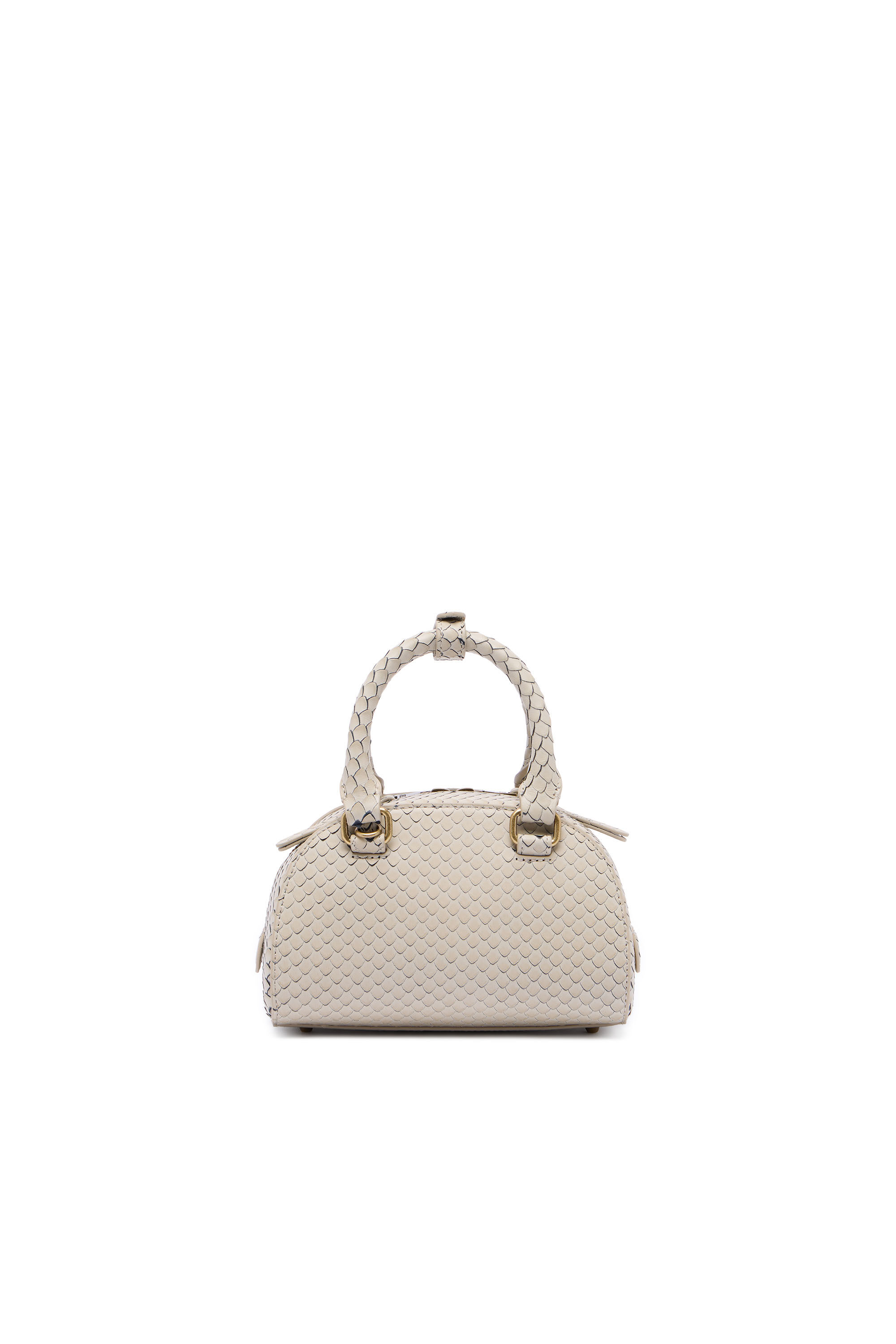Diesel - 1DR DOME CROSSBODY, Damen 1DR Dome-Mini-Bowlingtasche aus Leder in Schlangenoptik in Beige - 2