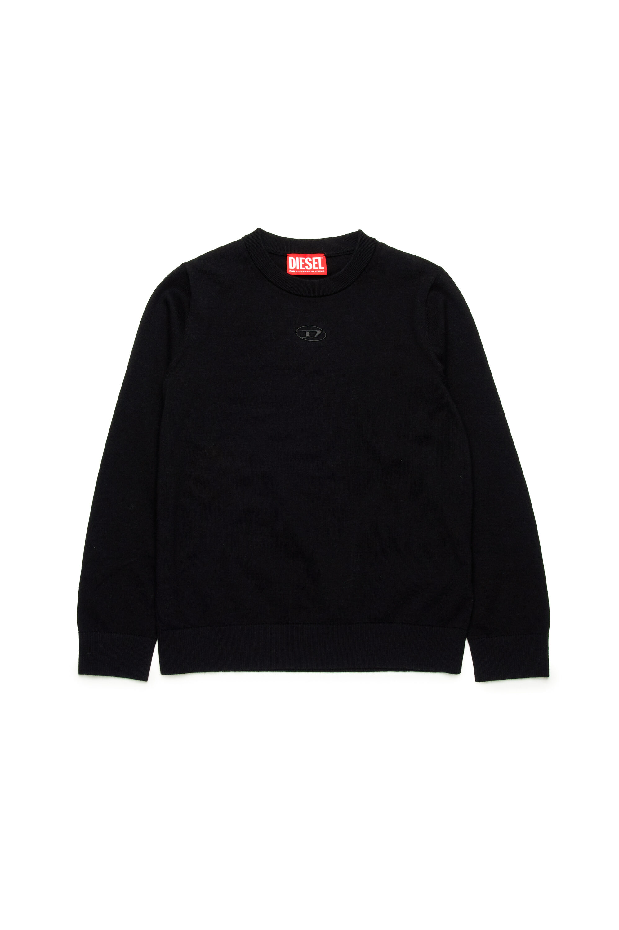 Diesel - KVIERI, Maglione in cotone con ricamo Oval D Uomo in Nero - 1