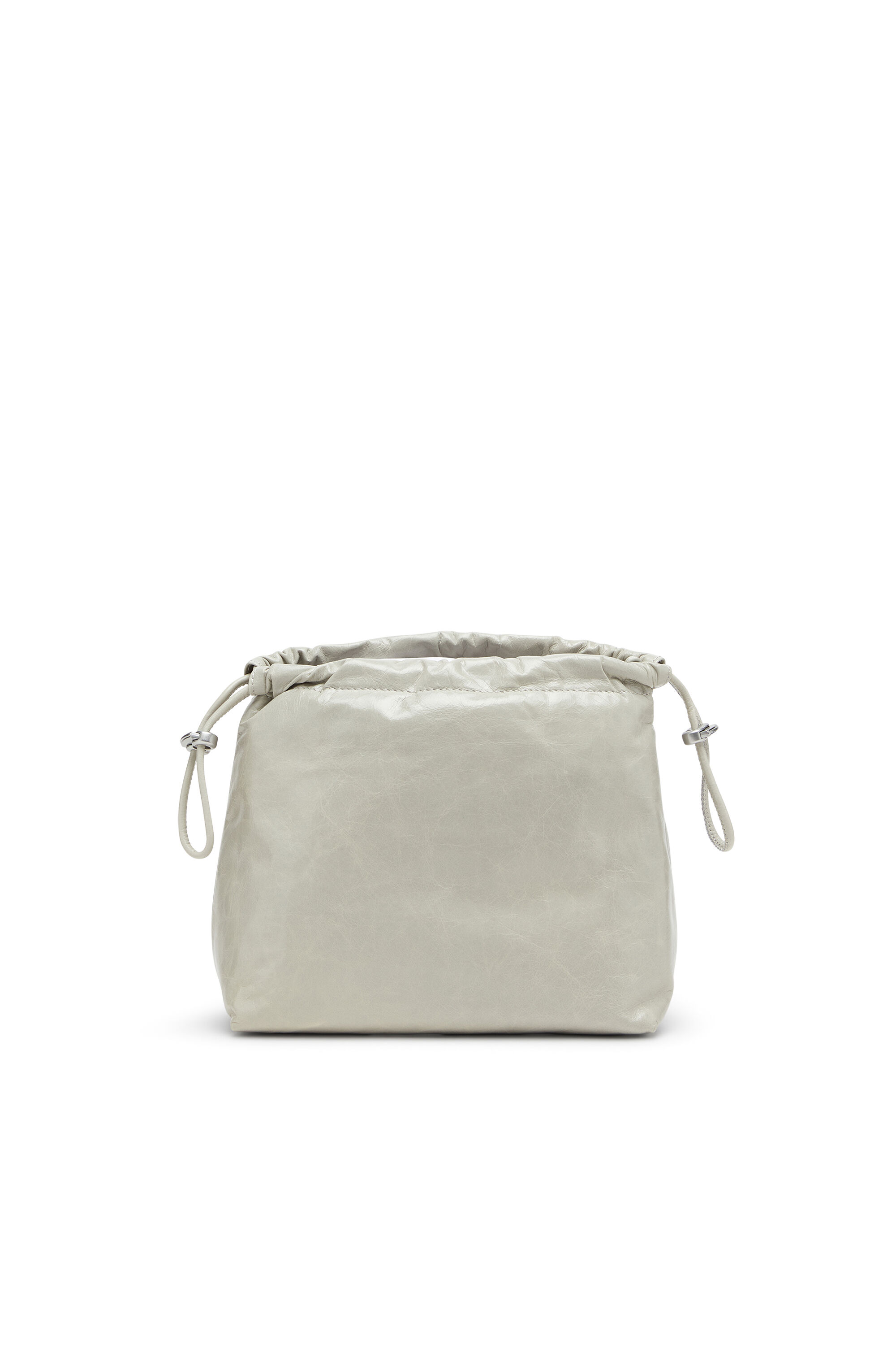 Diesel - SCRUNCH-D BUCKET, Scrunch-D-Sac seau en cuir froissé et brillant Femme in Blanc - 2