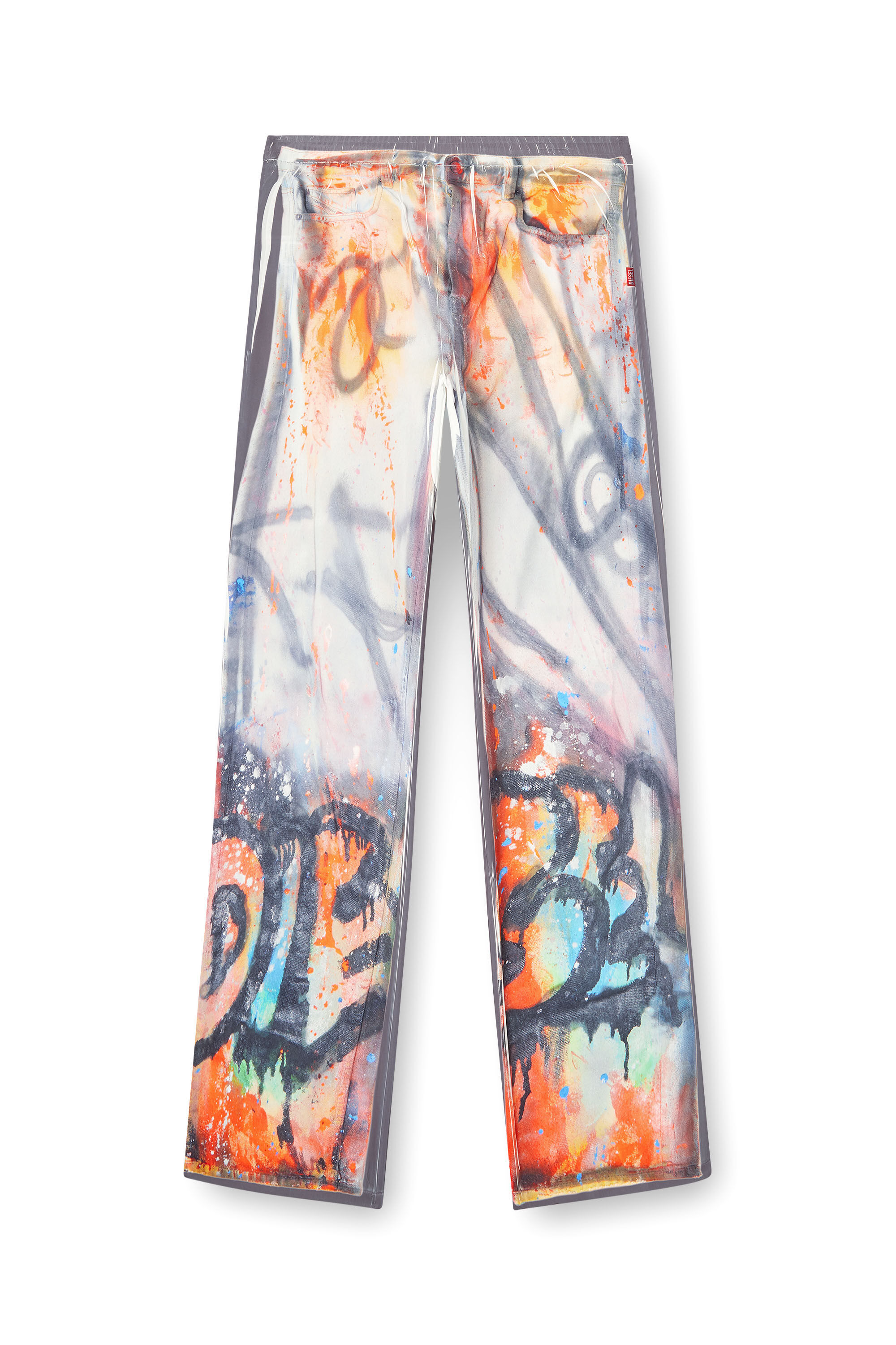 Diesel - P-AFTER-GRAFFITI-USA, Unisex Hose im relaxed Fit mit Graffiti-Print in Grau - 2