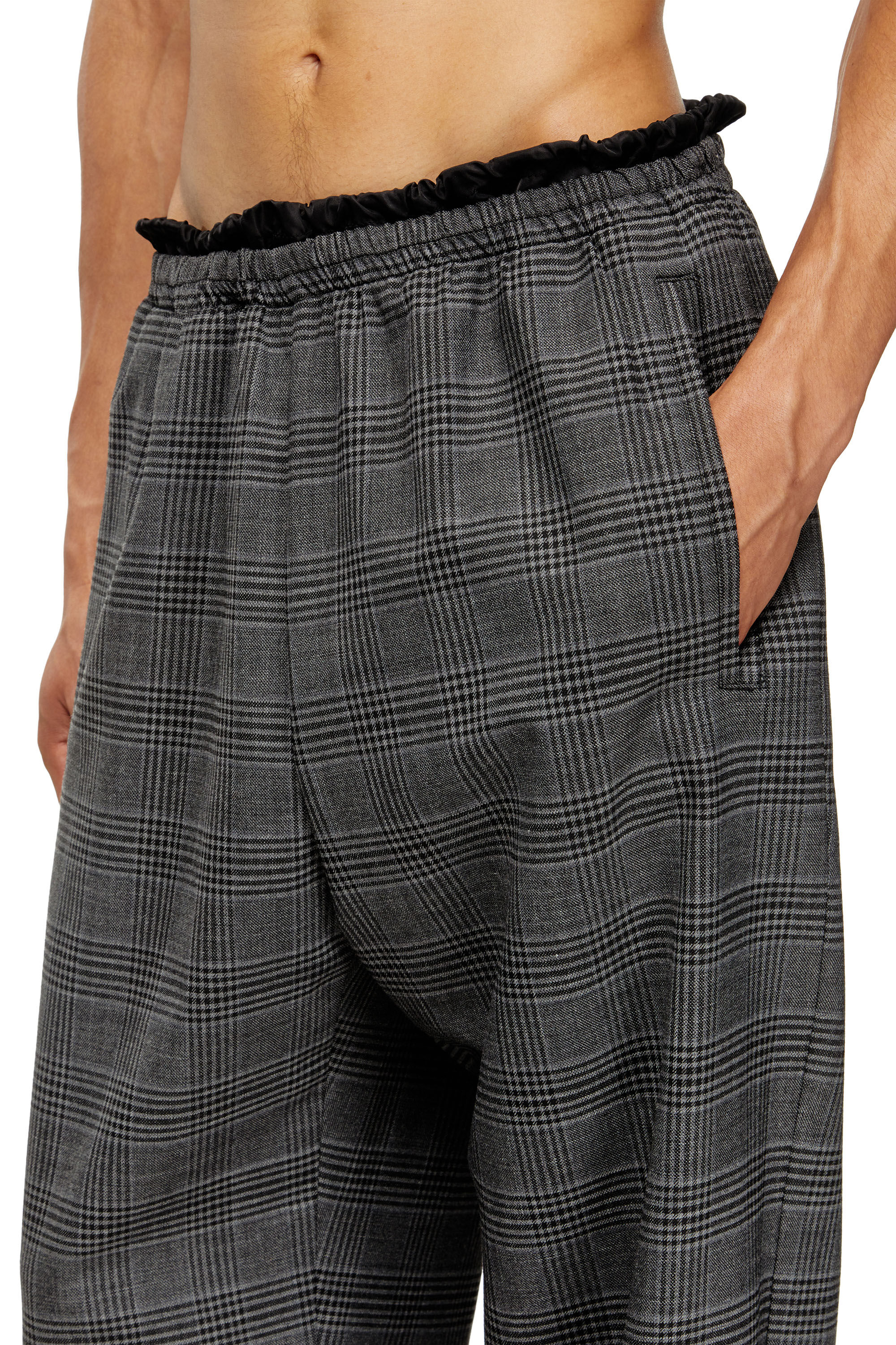 Diesel - P-TILSON, Herren Hosen aus Wolle mit Kordelzug in der Taille in Schwarz/Grau - 5