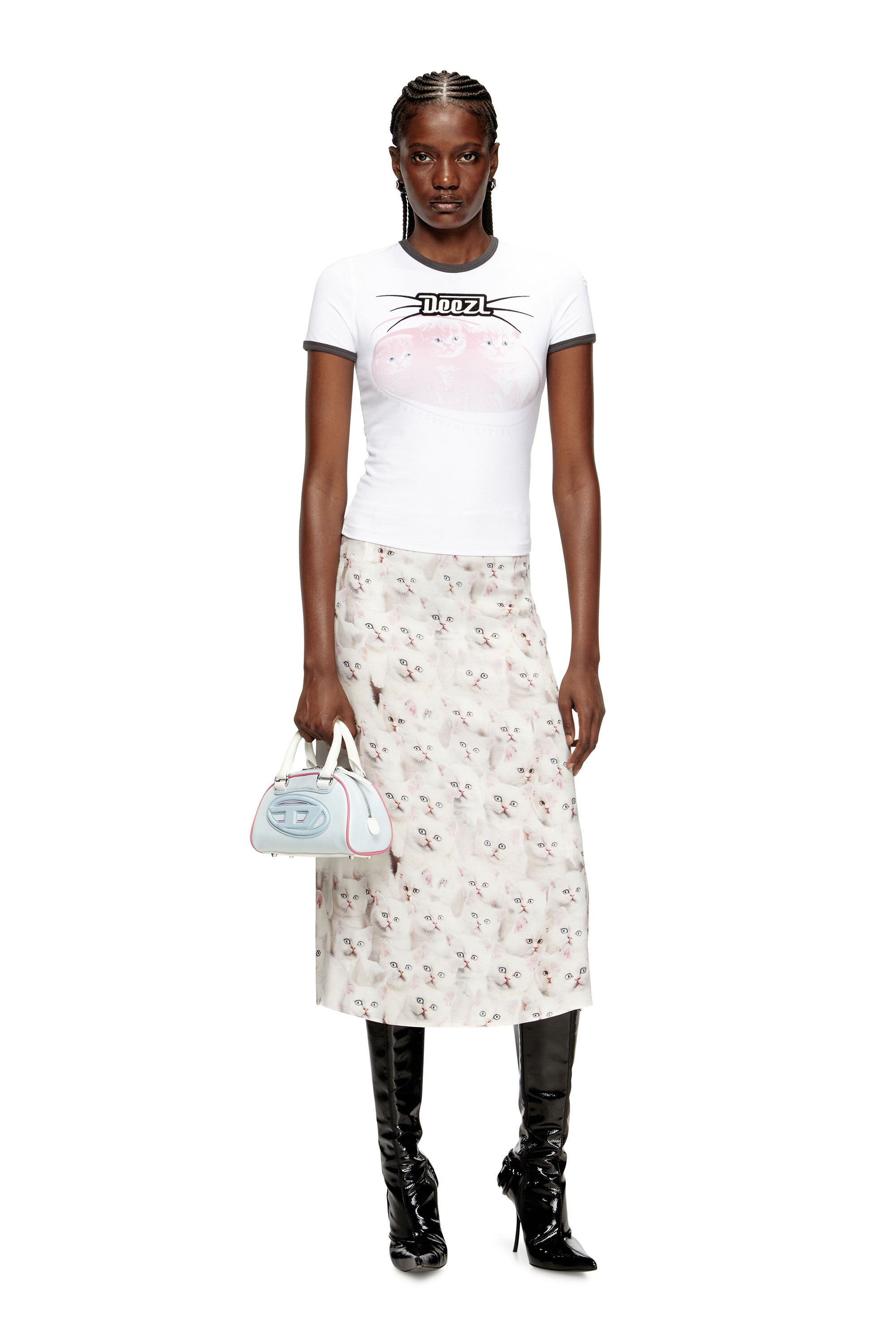 Diesel - O-RCHID-R1, Damen Midirock aus Viskose mit Allover-Print in null - 1