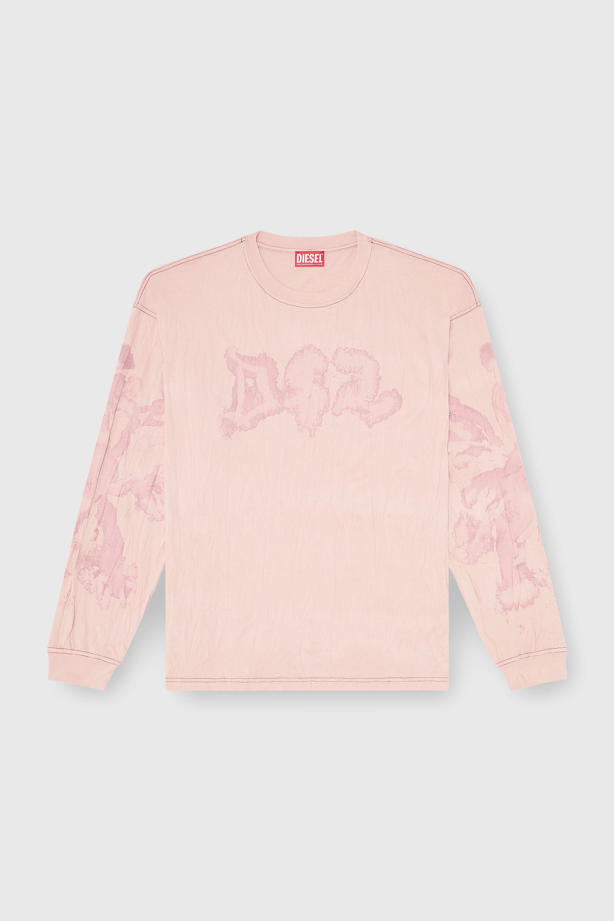 Diesel - T-BOXT-LS-AA4, T-shirt relaxed &agrave; manches longues avec imprim&eacute; tachet&eacute; Homme in Rose - 2