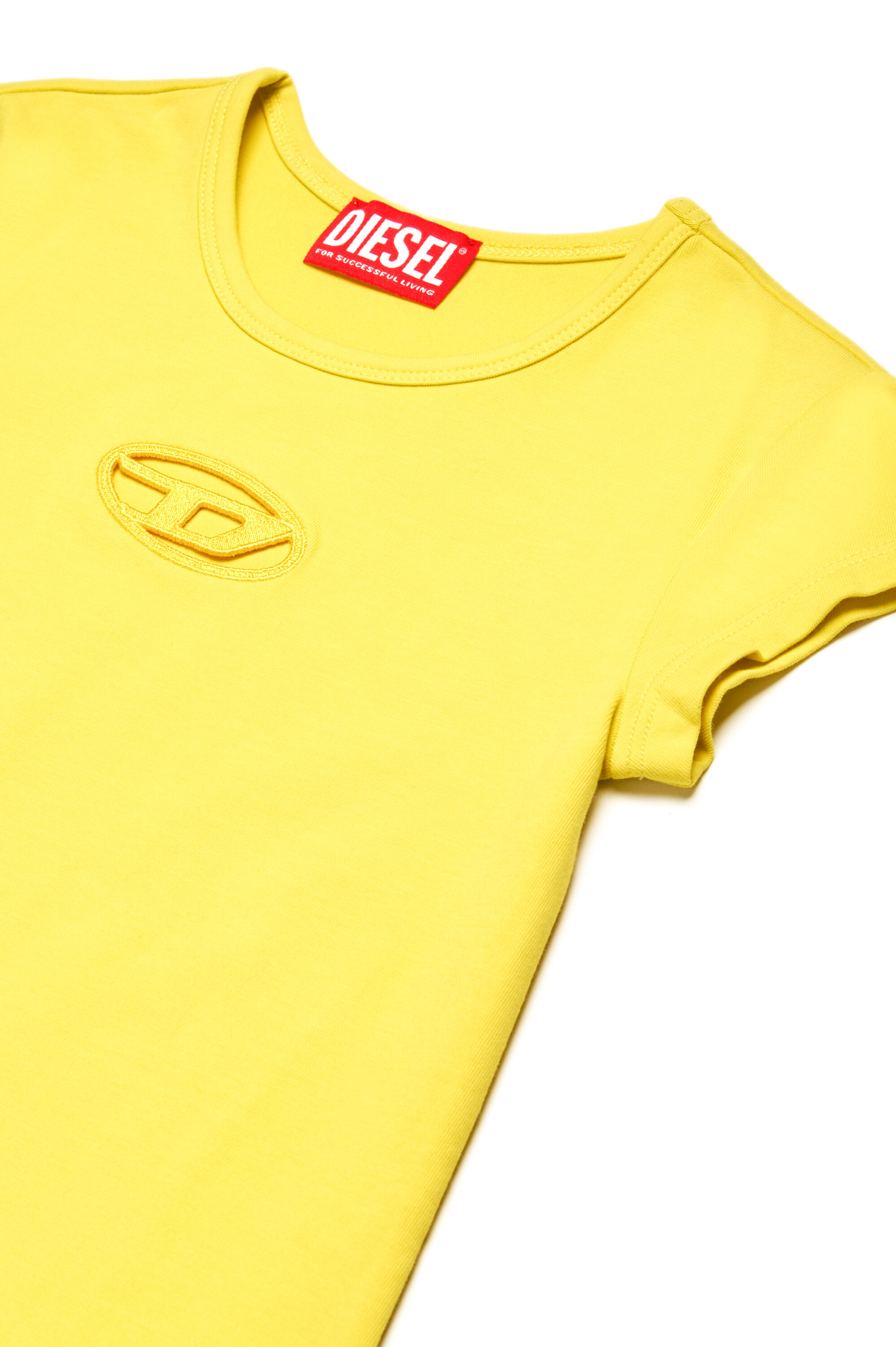 Diesel - DANGIELAM, Abito a T-shirt con cut-out e logo Oval D Donna in Giallo - 3