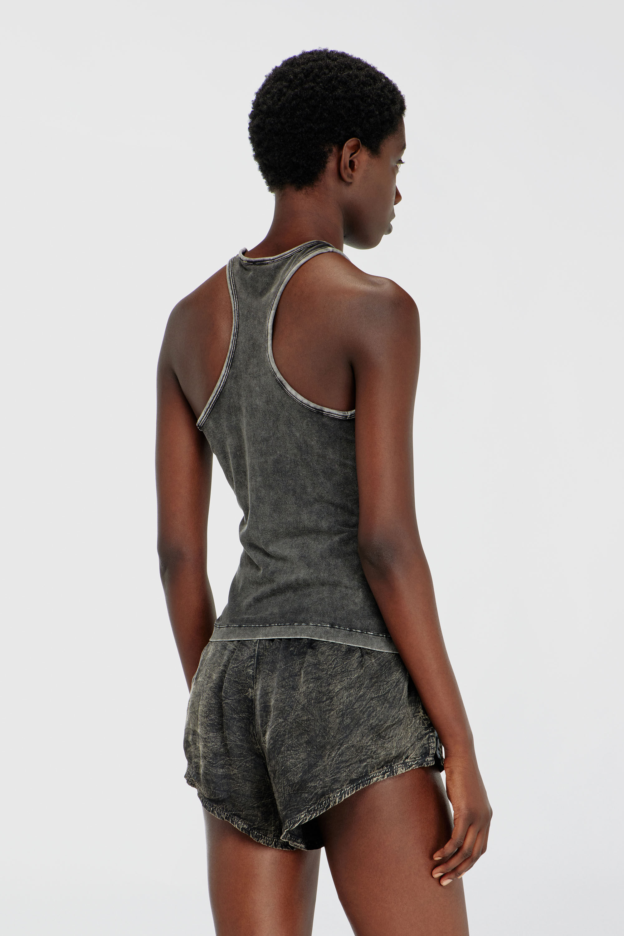 Diesel - IRENE-DNM, Canotta in cotone con effetto lavorato Donna in Grigio - 4