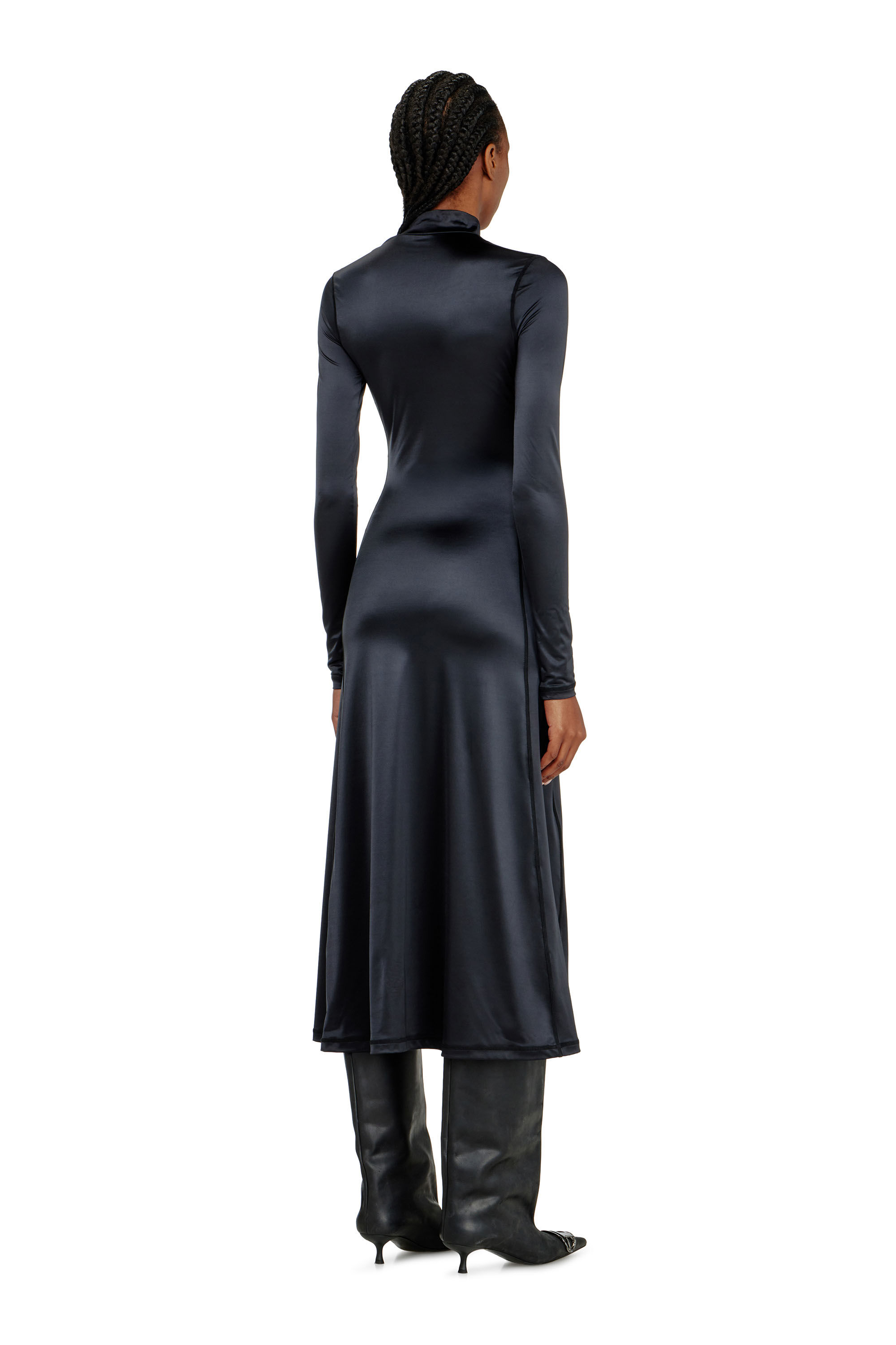 Diesel - D-UNGO, Damen Flie&szlig;endes Midikleid mit Rollkragen in Schwarz - 4