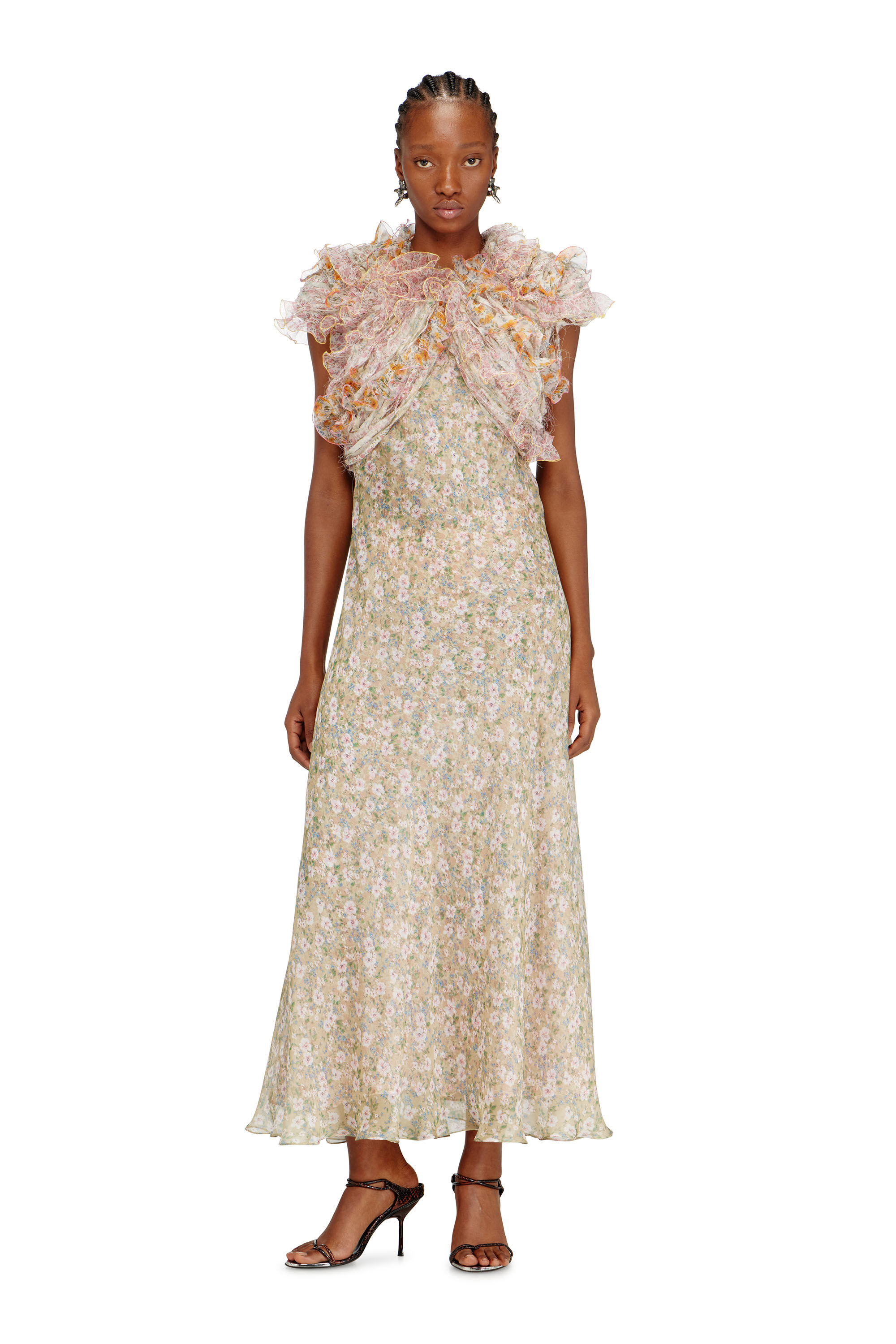 Diesel - D-FIBY, Robe en soie &agrave; imprim&eacute; fleuri Femme in Polychrome - 1