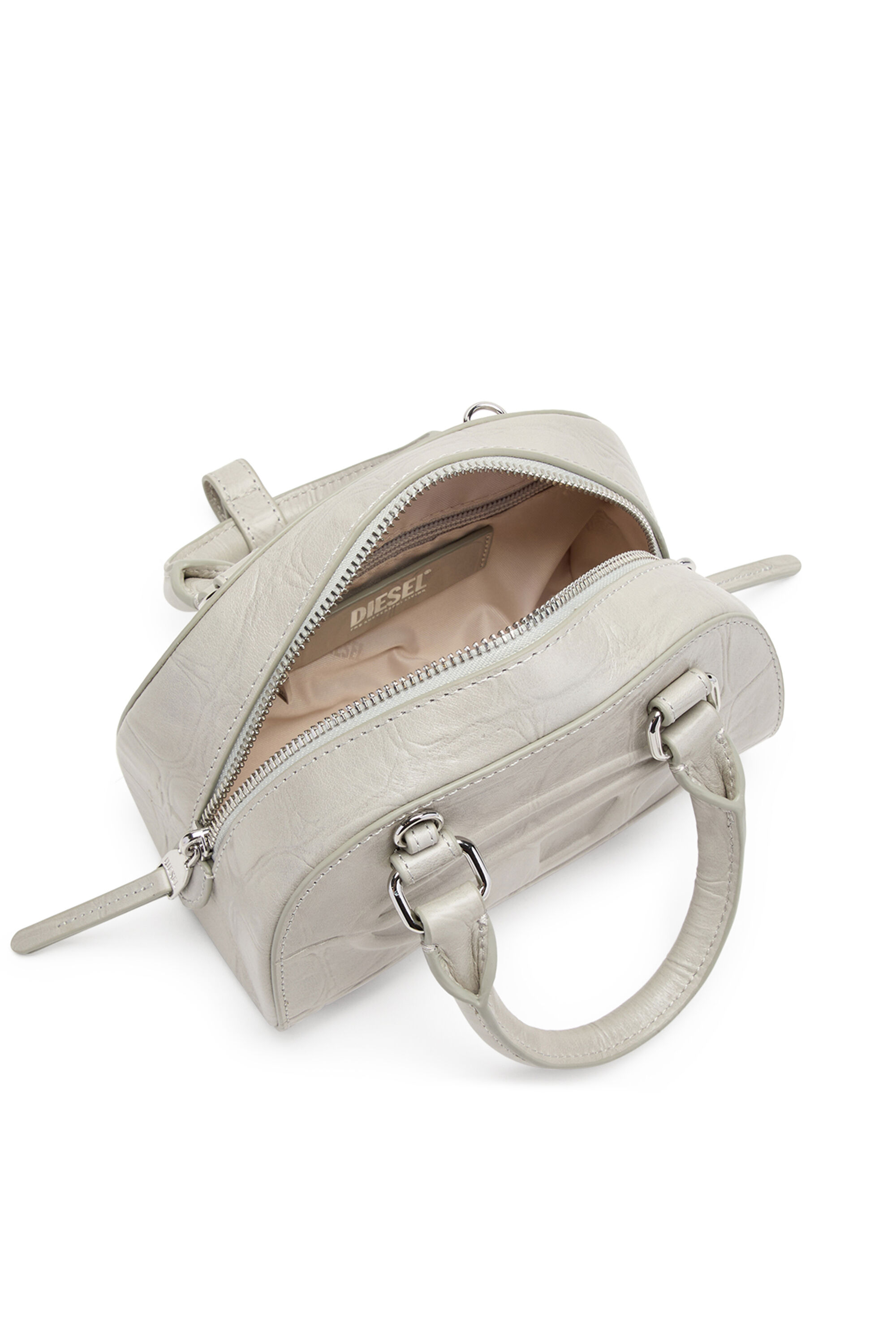 Diesel - 1DR DOME CROSSBODY, 1DR Dome-Borsa bowling mini in pelle effetto coccodrillo Donna in Grigio - 5
