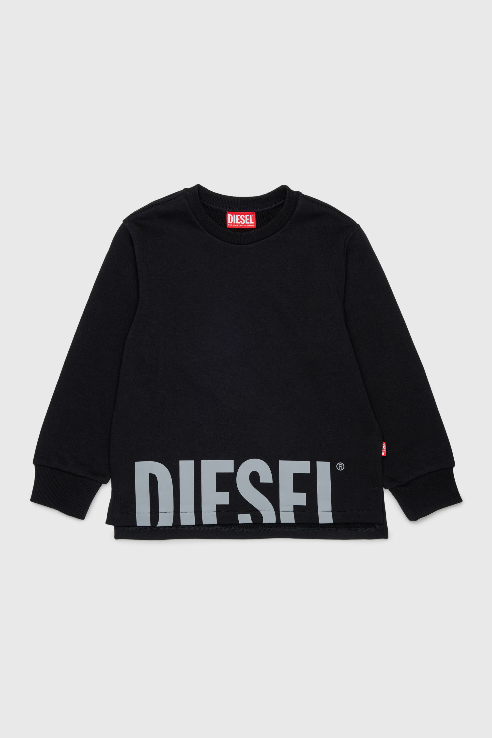 Diesel - SRES OVER, Felpa cut-off con stampa logo Uomo in Nero - 1