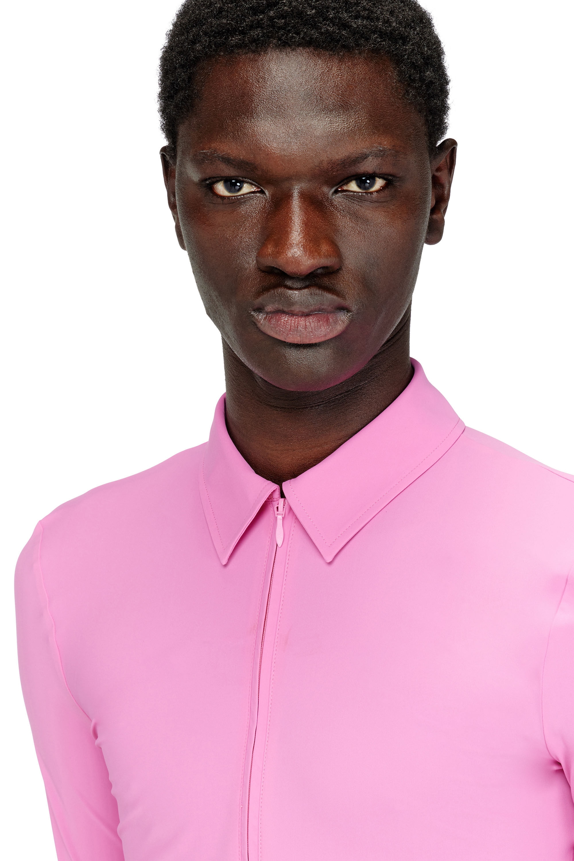 Diesel - S-LOKID, Camicia aderente con zip in Lycra Uomo in Rosa - 5