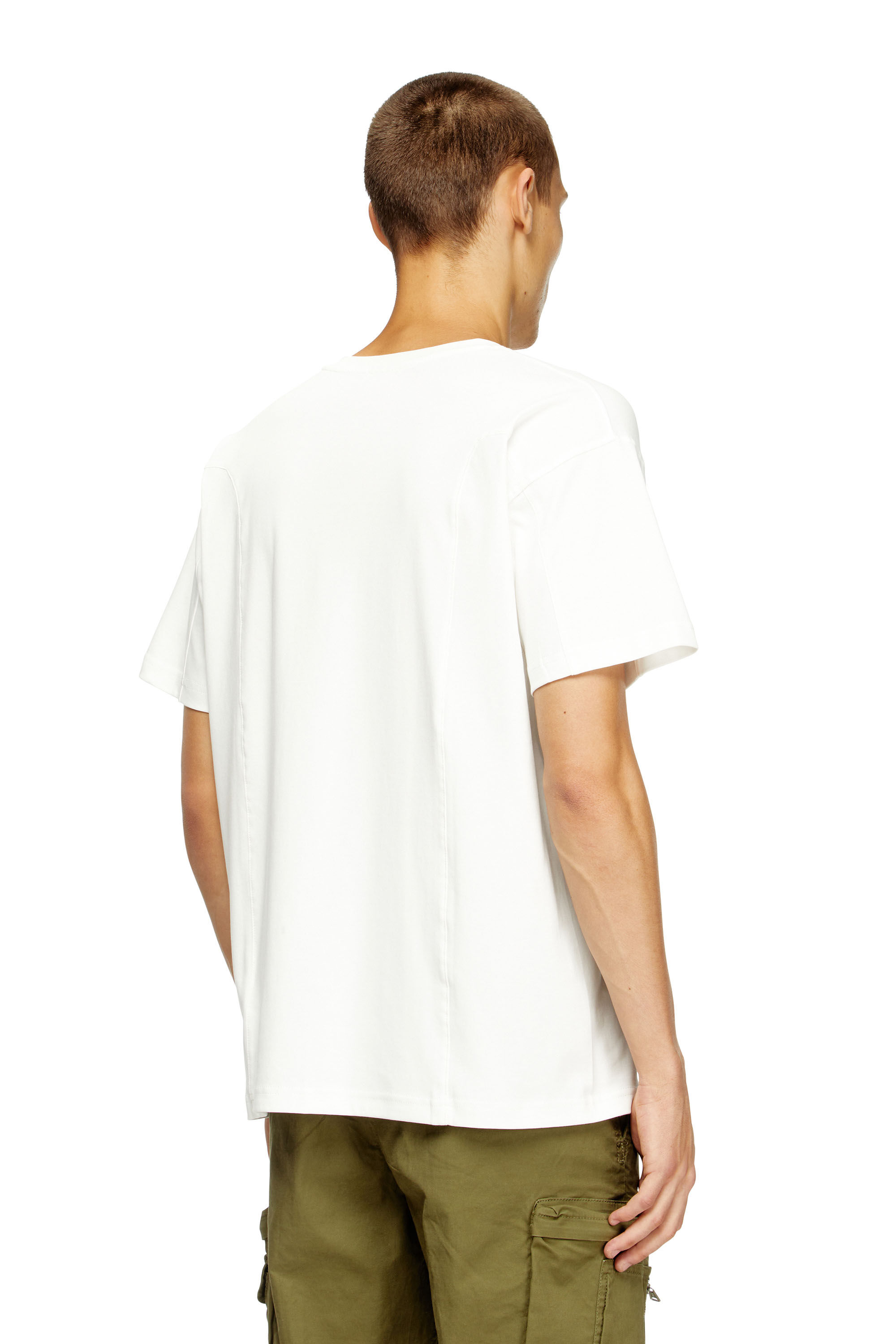 Diesel - T-NORM-INT, Herren Kurzarm-T-Shirt mit Einsätzen in Weiß - 4
