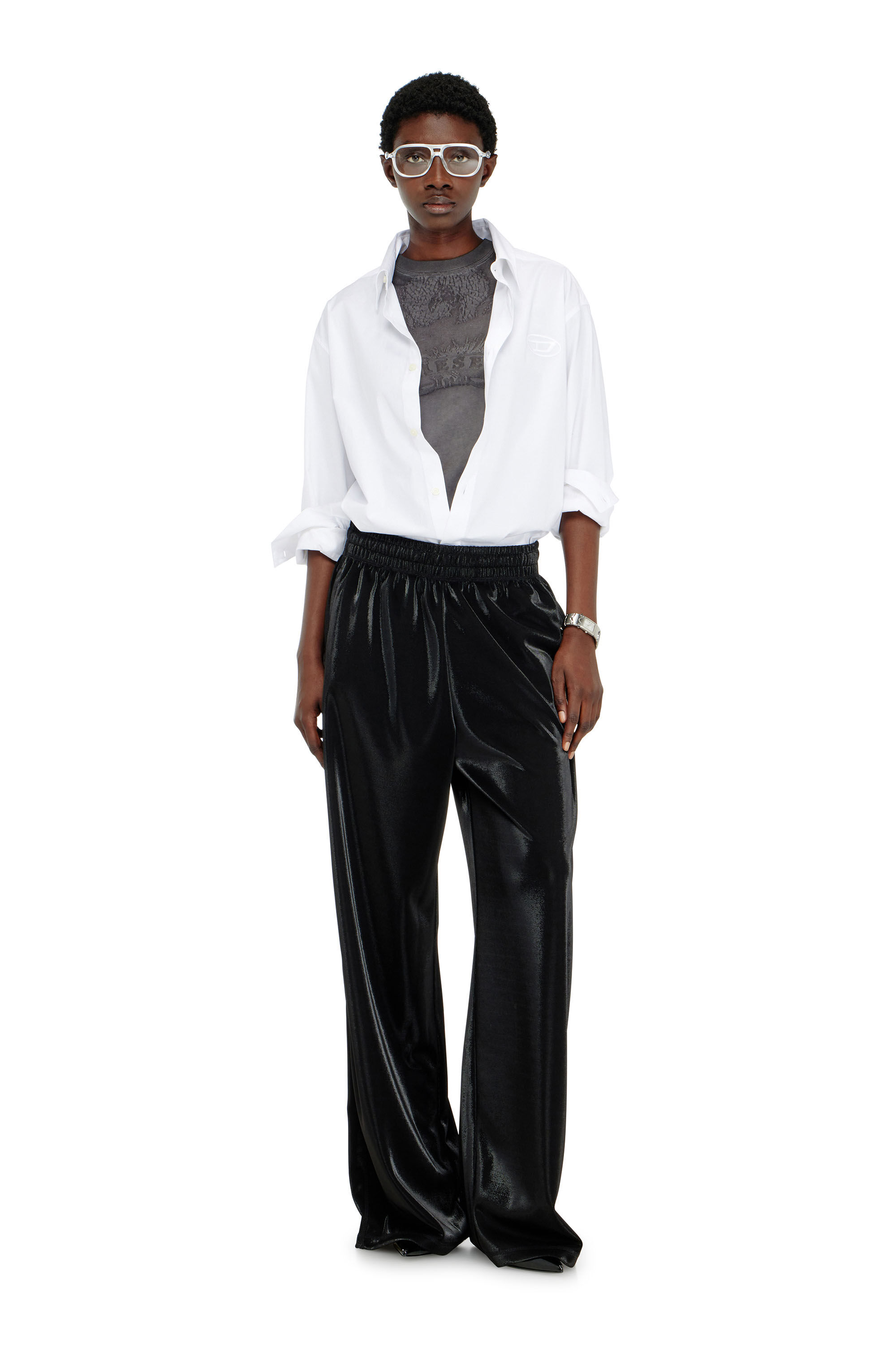 Diesel - T-ILA-AA7, Damen Slim T-shirt mit d&eacute;vor&eacute; Phoenix in Dunkelgrau - 1