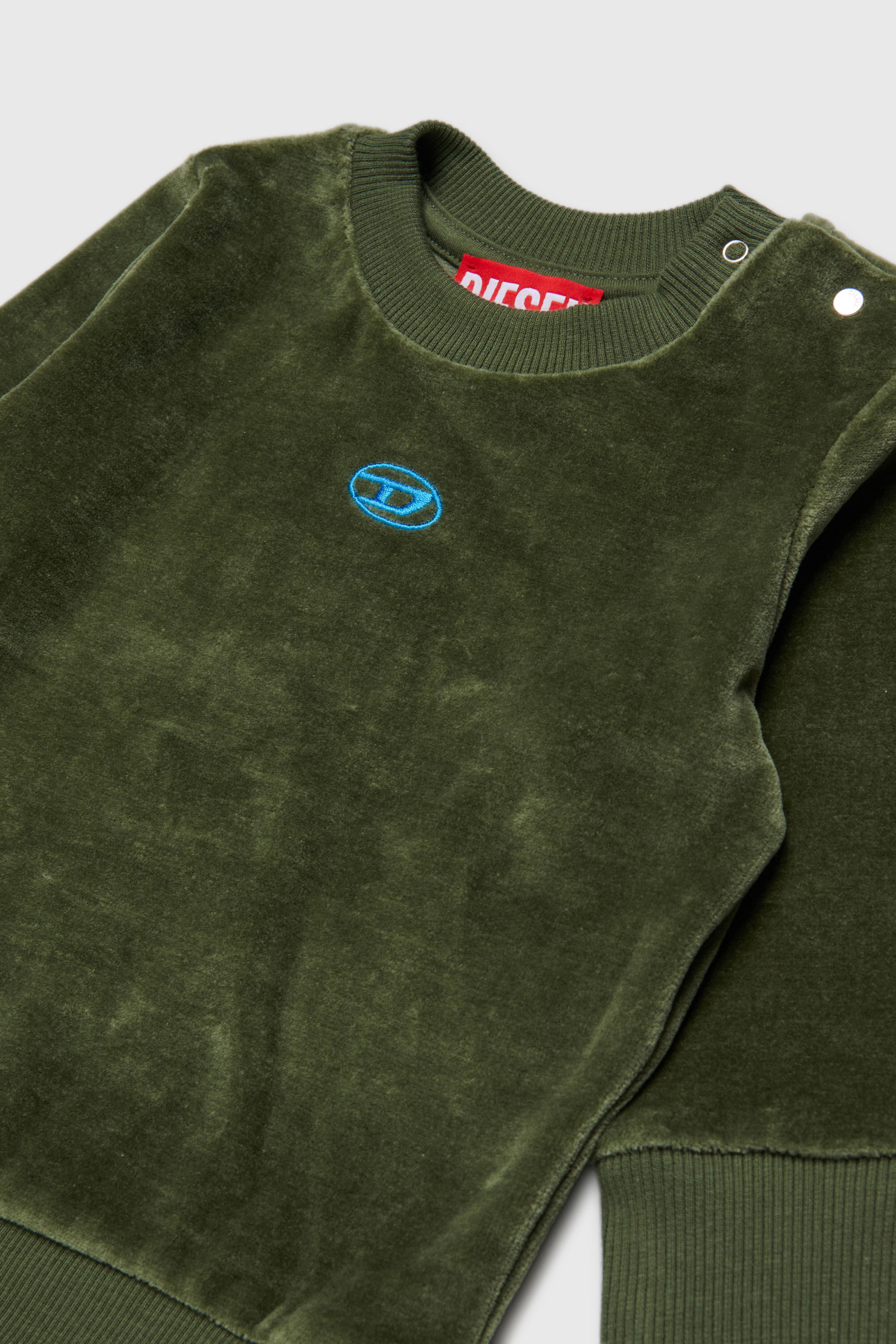 Diesel - SHENIB, Sweat-shirt en velours avec broderie Oval D Homme in Vert - 3