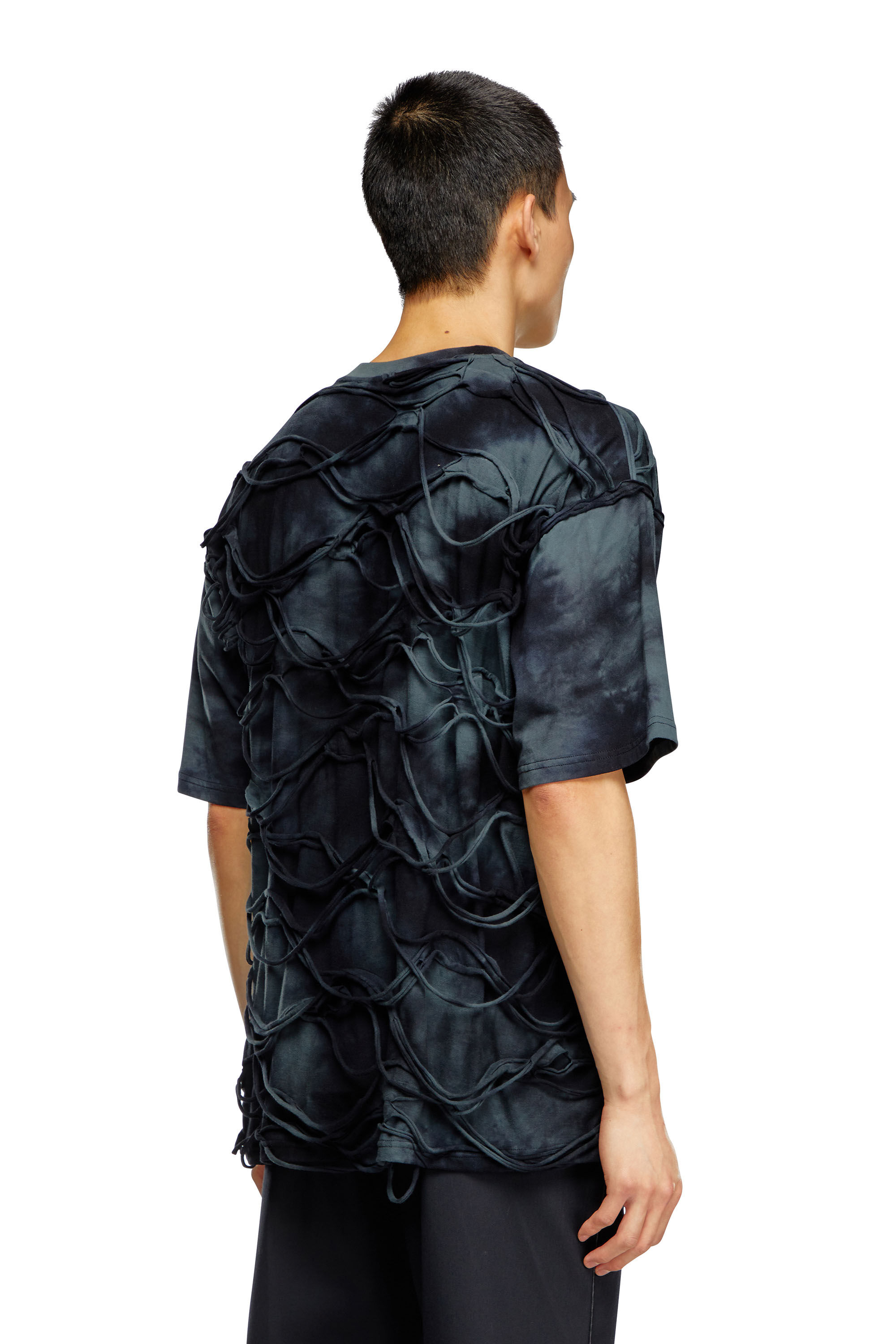 Diesel - T-BOXKET, Uomo T-shirt tie-dye con fili fluttuanti in Nero - Image 4