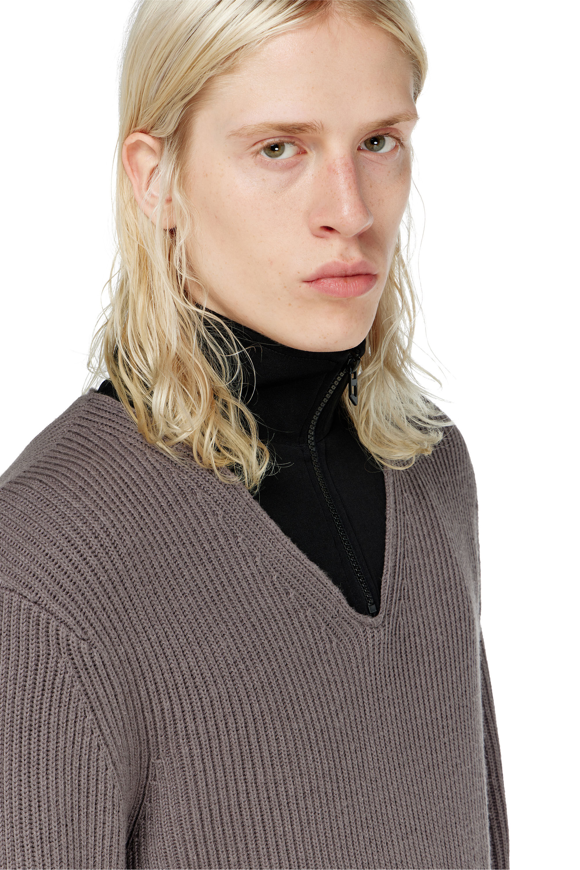 Diesel - K-MAMU, Pull &agrave; zip court avec col superpos&eacute; Homme in Polychrome - 5
