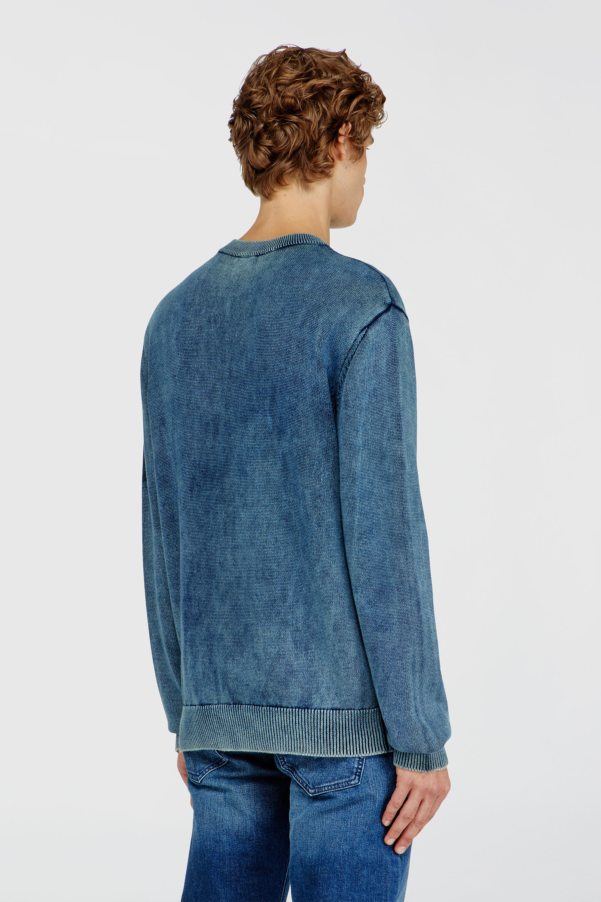 Diesel - K-PERNE, Herren Pullover in Denim-Optik mit Patch-Effekten in Mittelblau - 4