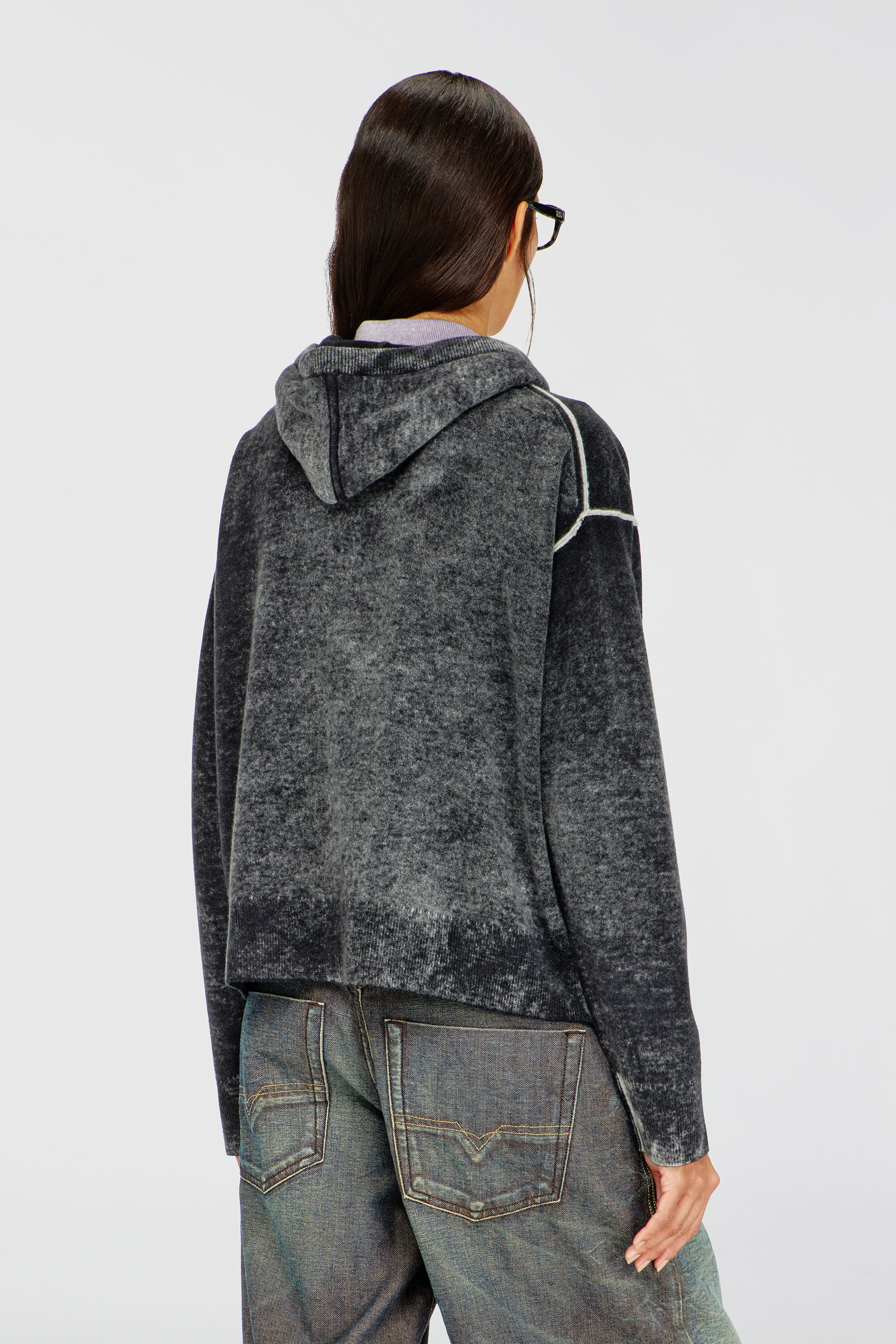 Diesel - M-HERMINE, Cardigan con cappuccio in lana con stampa interna Donna in Multicolor - 4